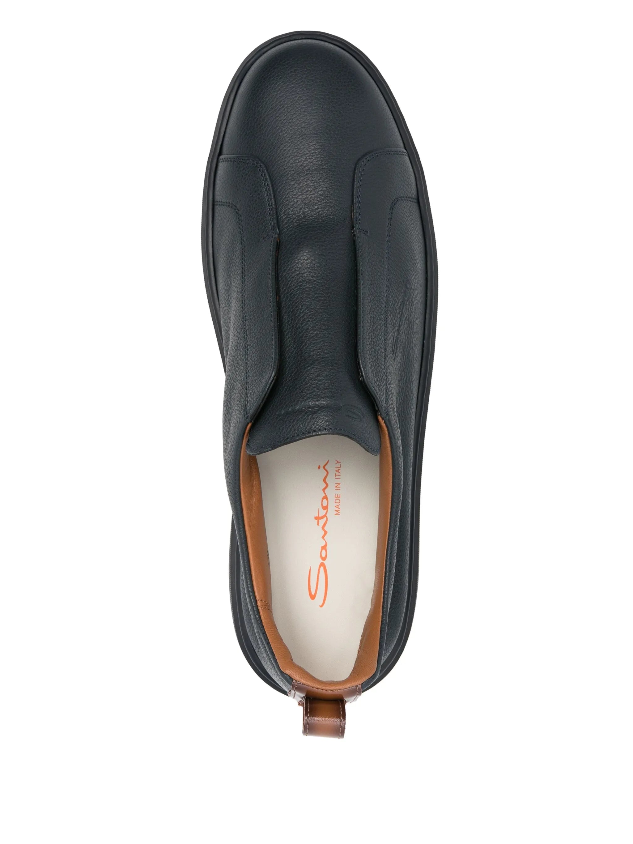 Black Tumbled Leather Slip On Sneakers