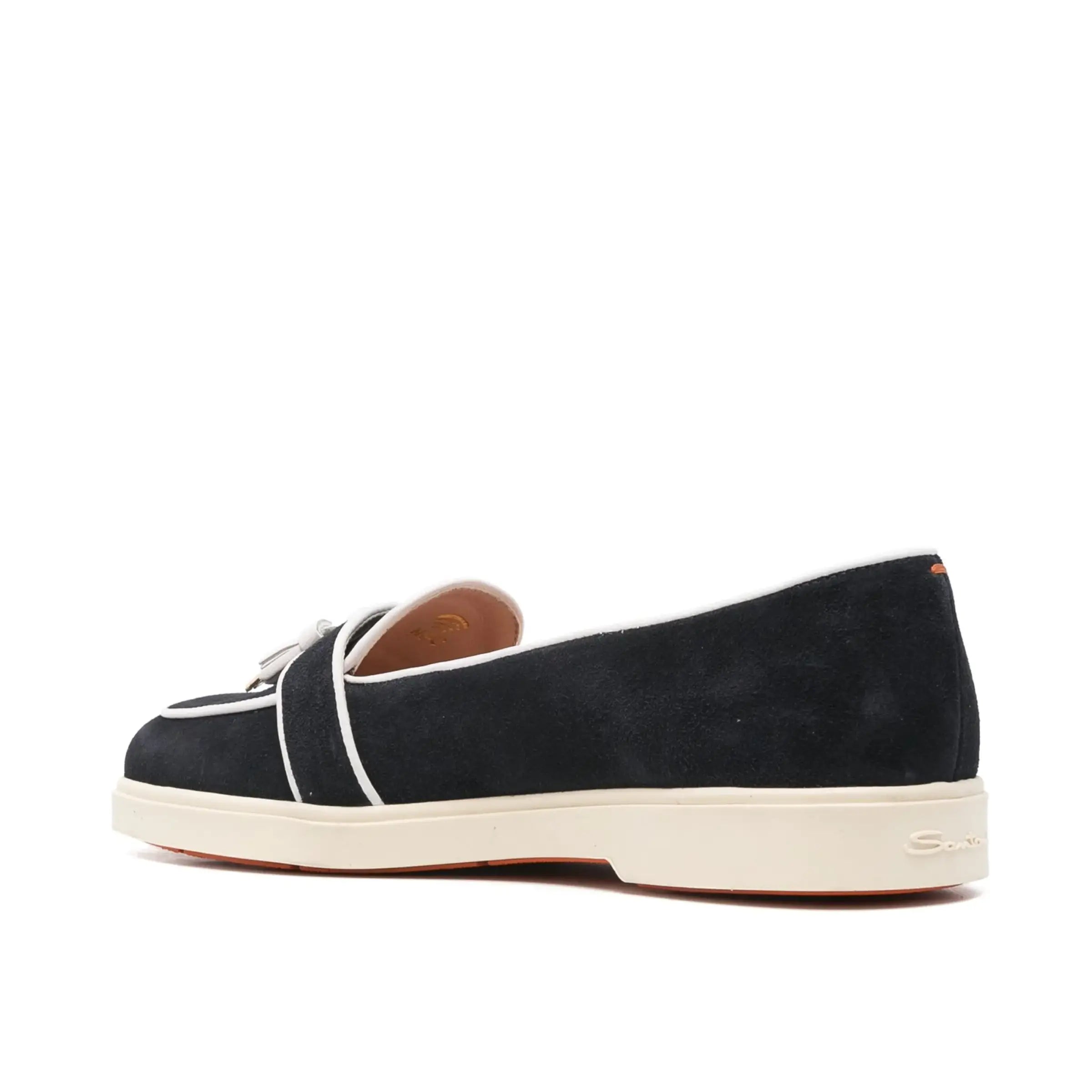 Blaue Wildleder-Loafer quastendetail