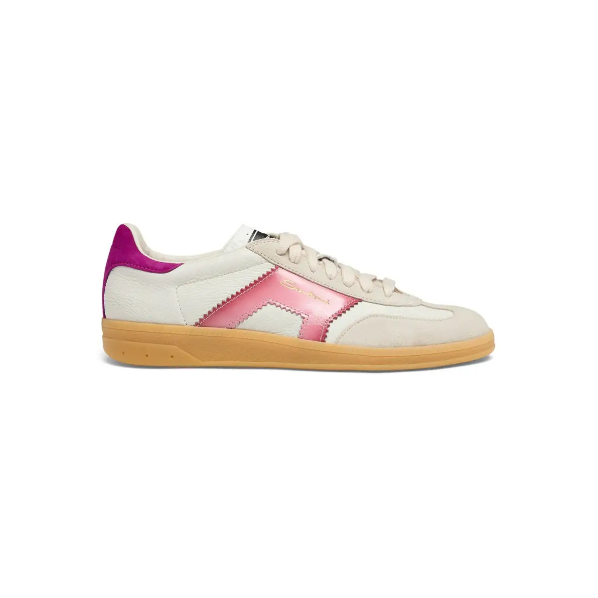 Santoni white violet leather suede DBS Oly sneaker