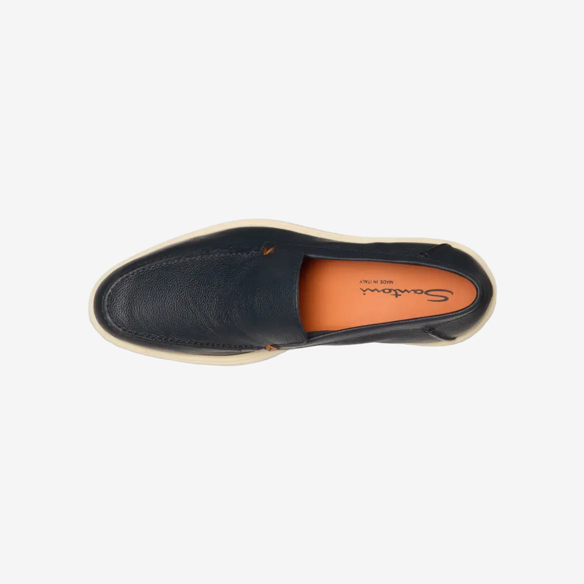 Men's dark blue tumbled leather loafer