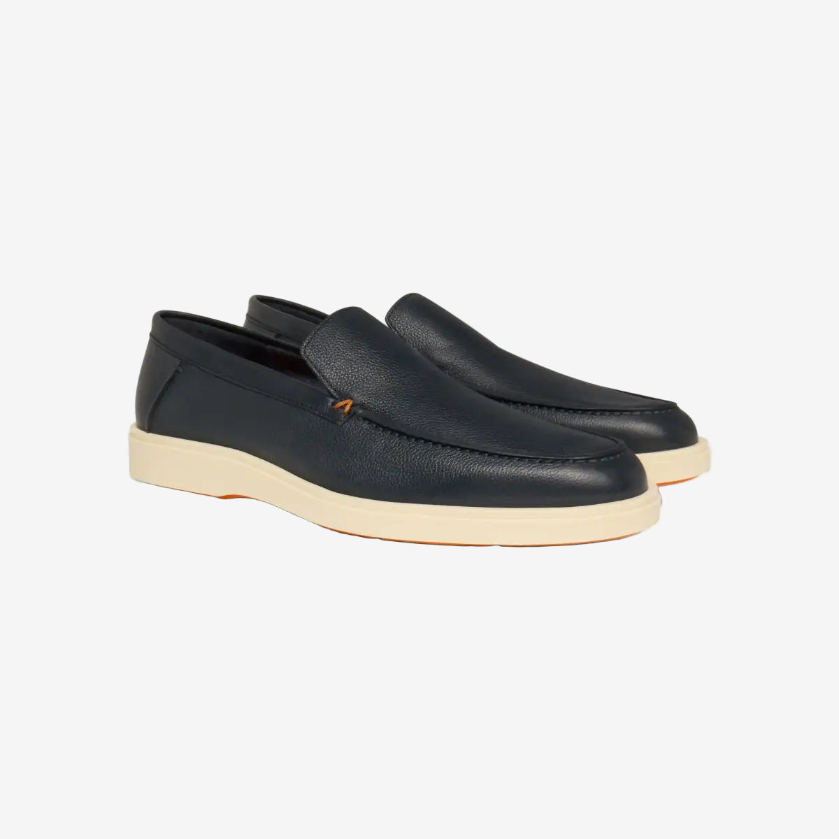 Dunkelblauer Herren-Loafer getrommeltem Leder