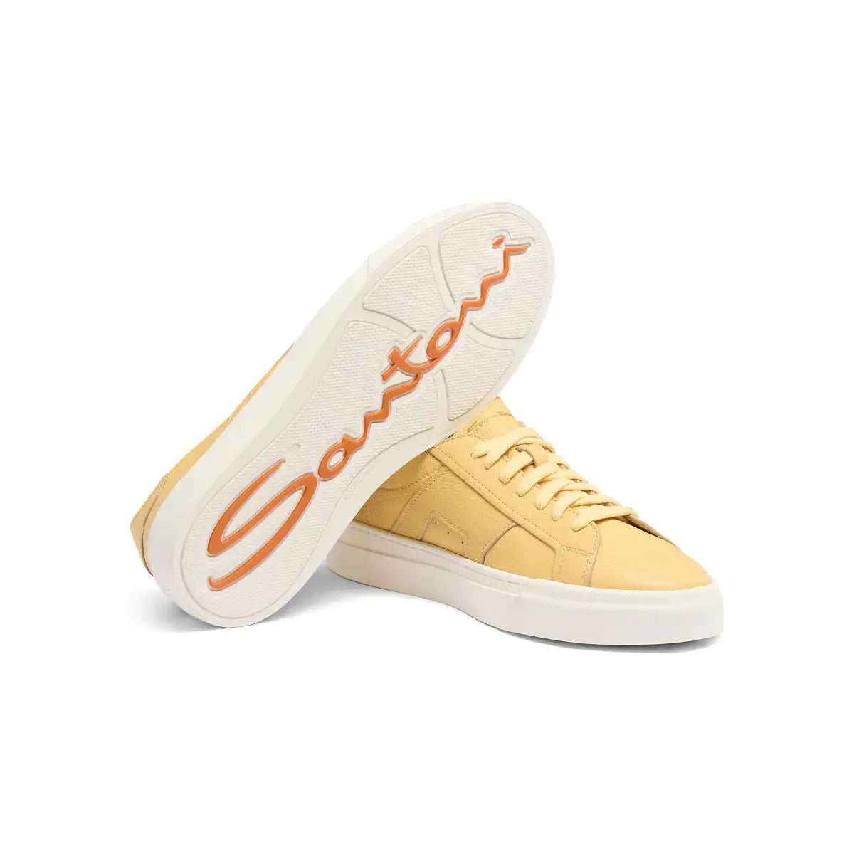 Sneakers piel abatanada doble hebilla amarillo