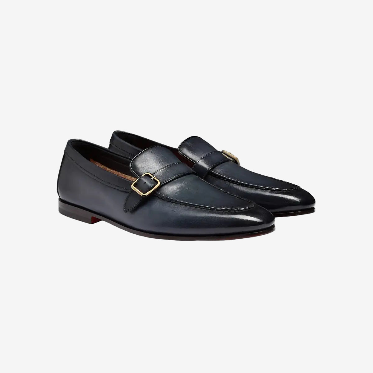 Blauer Herren-Loafer Leder Schnalle