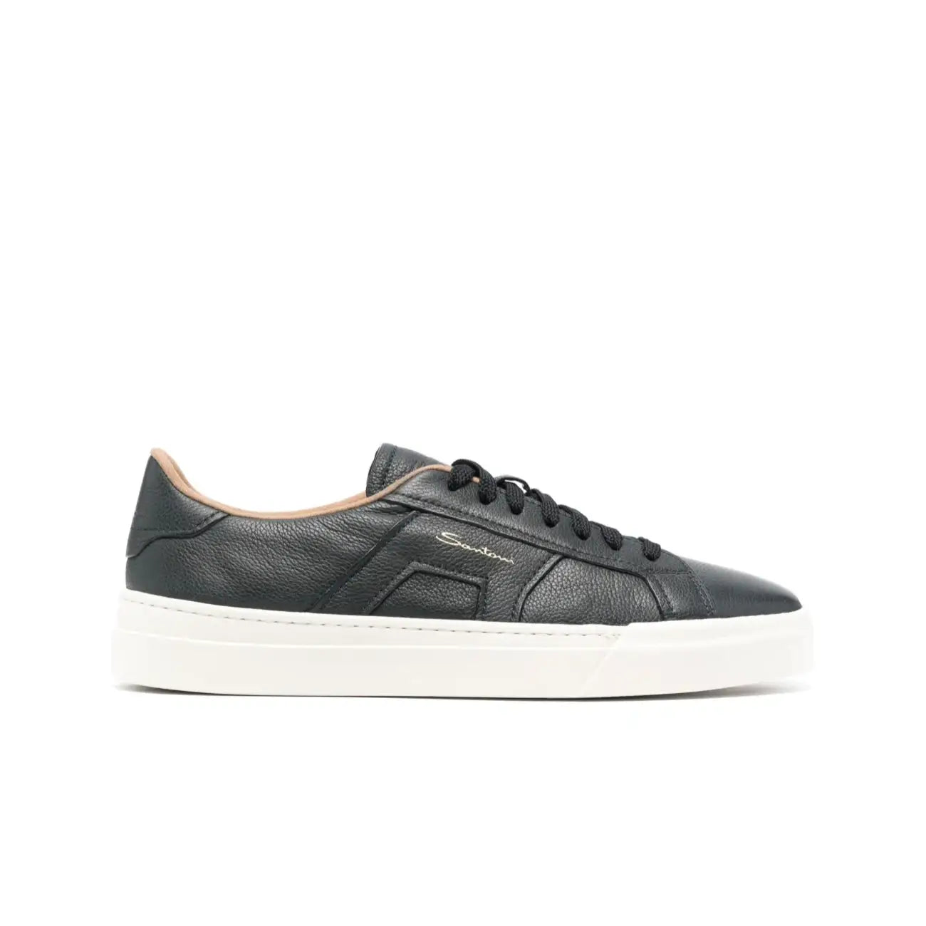Blue Lace-up Grained Leather Sneakers