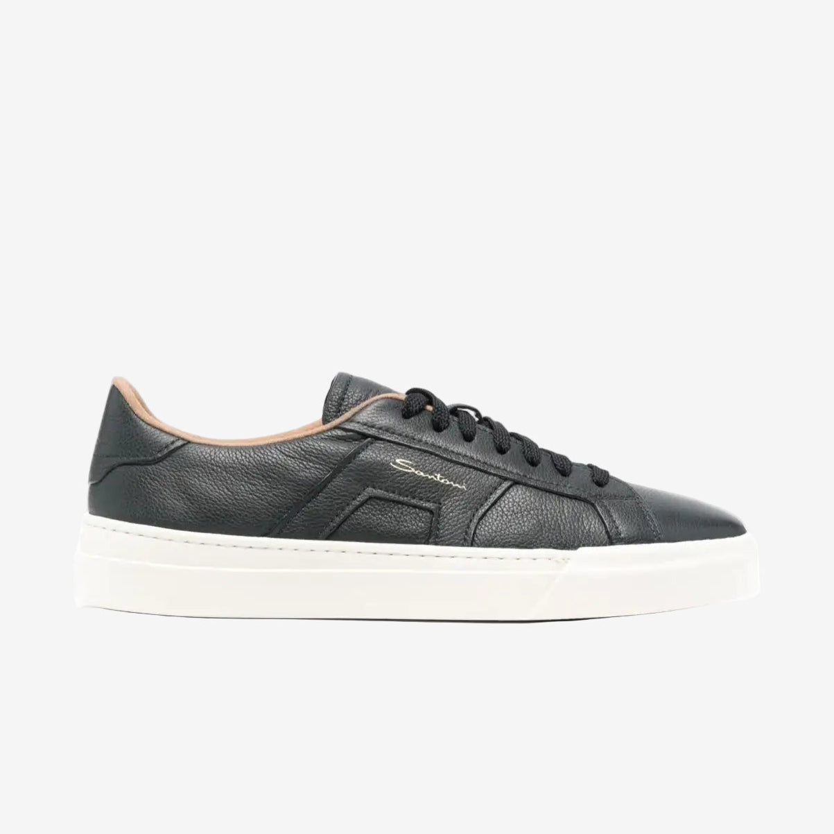 Blaue Sneakers genarbtem Leder Schnürung