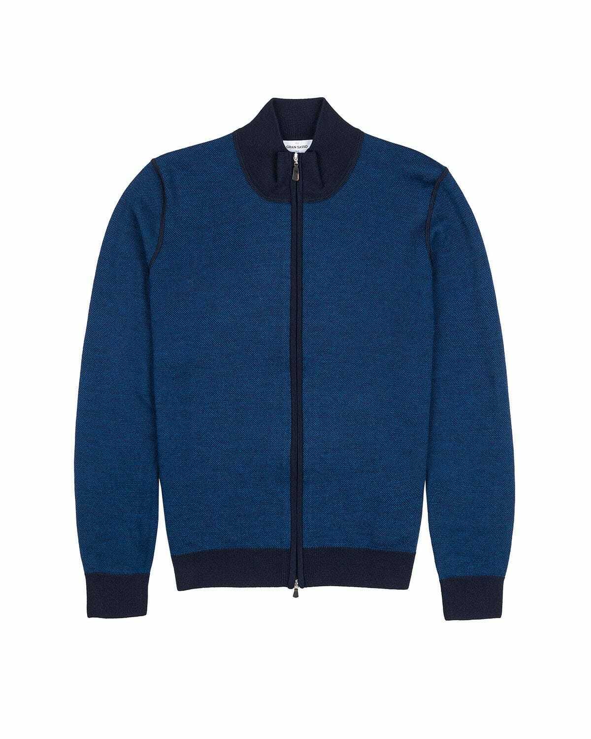 Gran Sasso 100% Virgin Wool Italy Blue top Full Zip Sweater Cardigan