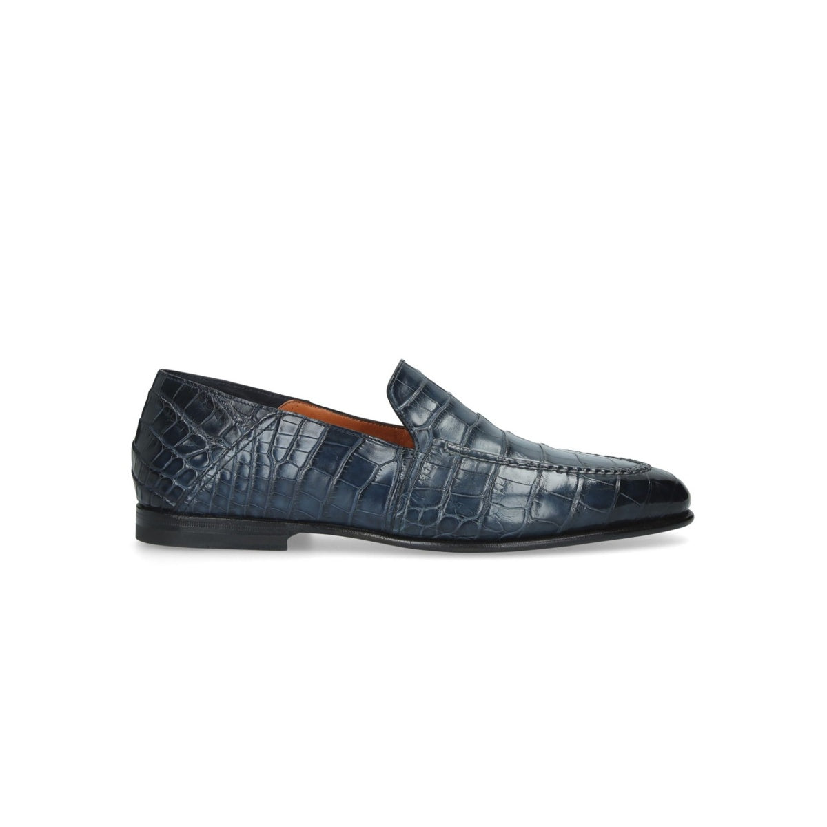 Santoni Dark Blue Crocodile Loafers