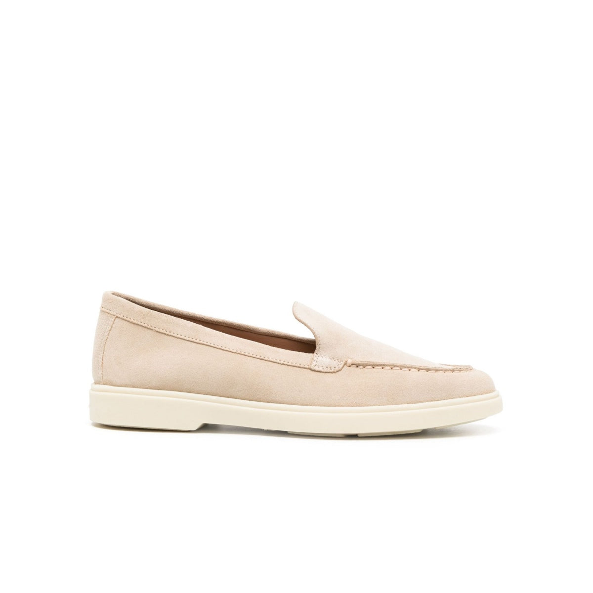 woman santoni suede beige loafers