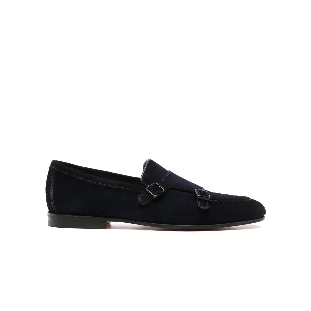 loafer santoni double buckle navy blue suede.