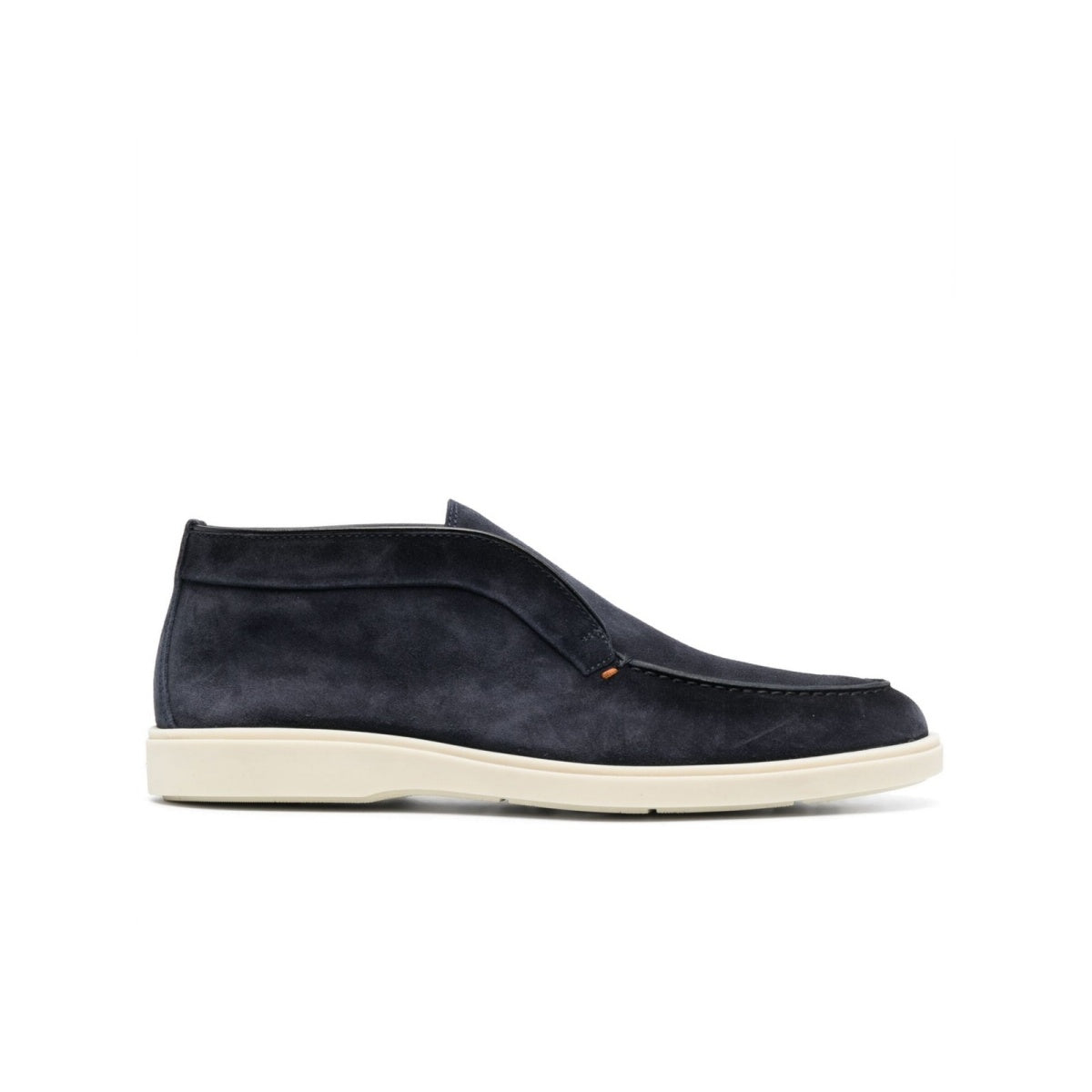 shoes santoni digit navy blue suede white sole.