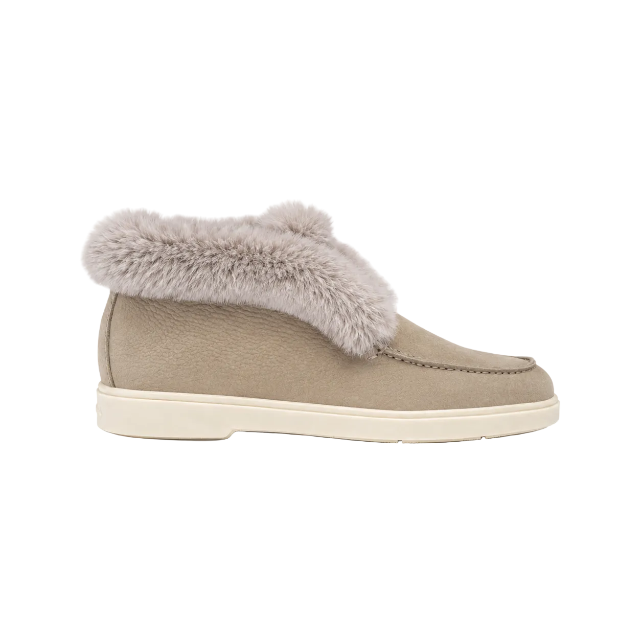Dark beige Suede Desert Boot with Fur