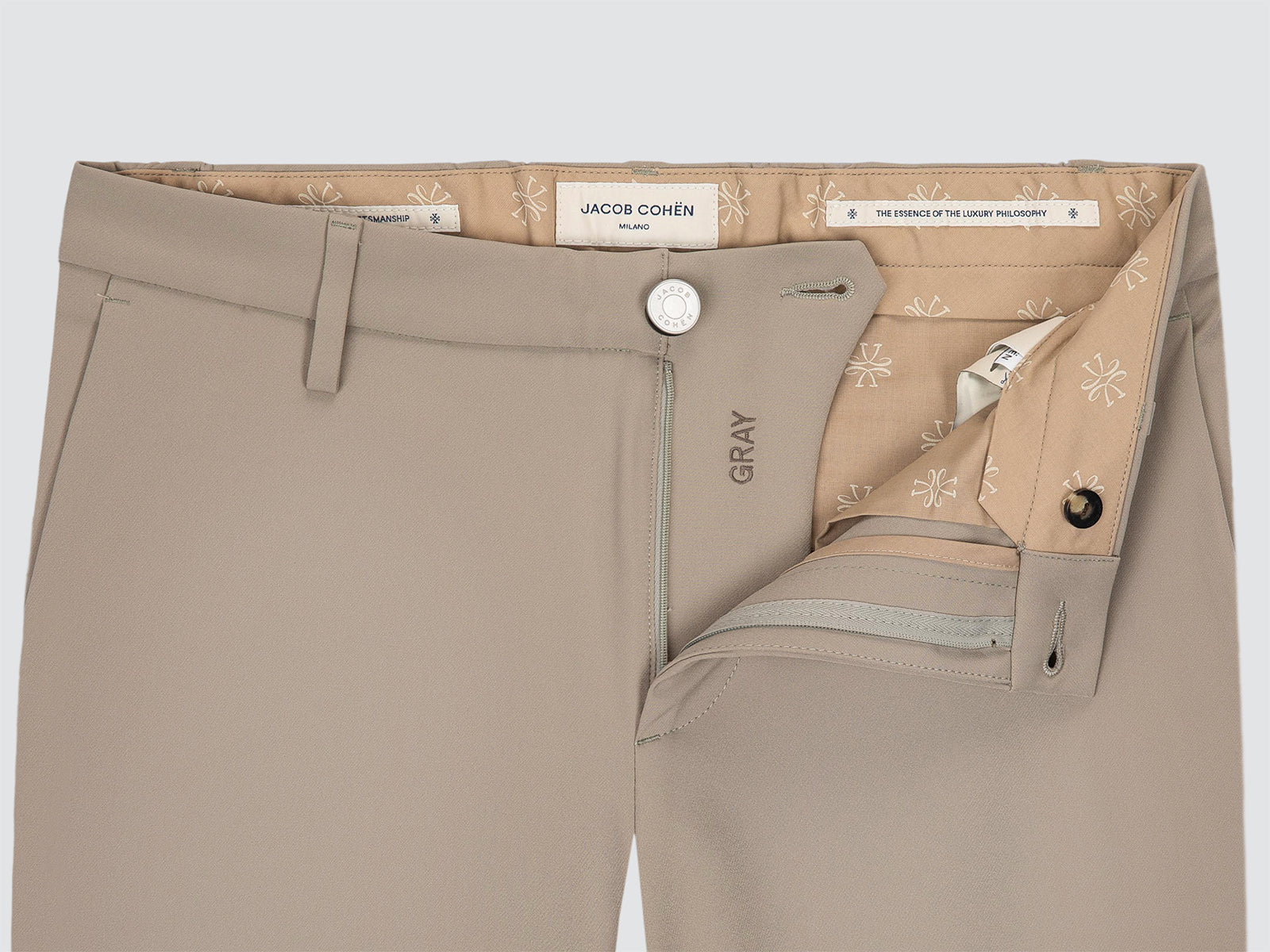 Gray Regular Chinohose aus beigem technischem Stretch