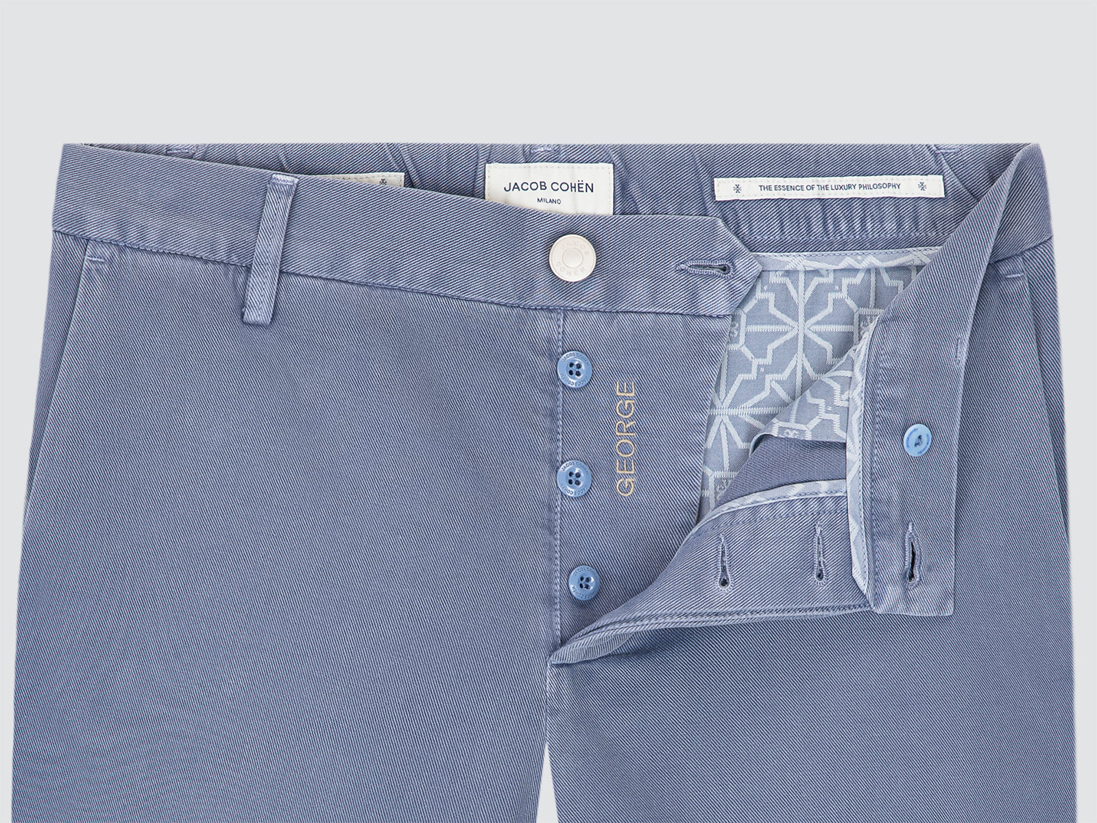 Bermudas George de Sarga Elástica de Algodón Azul