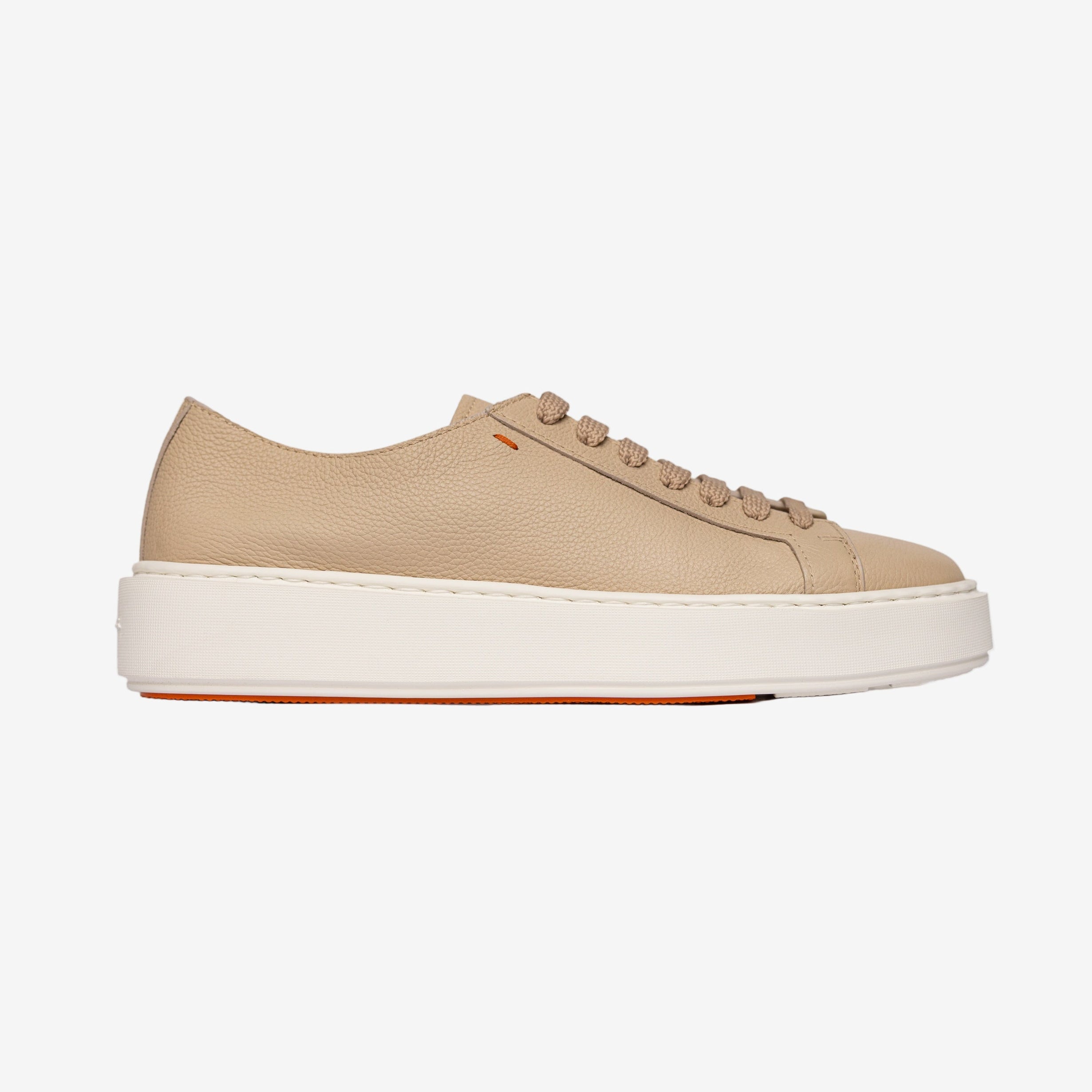 Sneakers bajas piel granulada beige