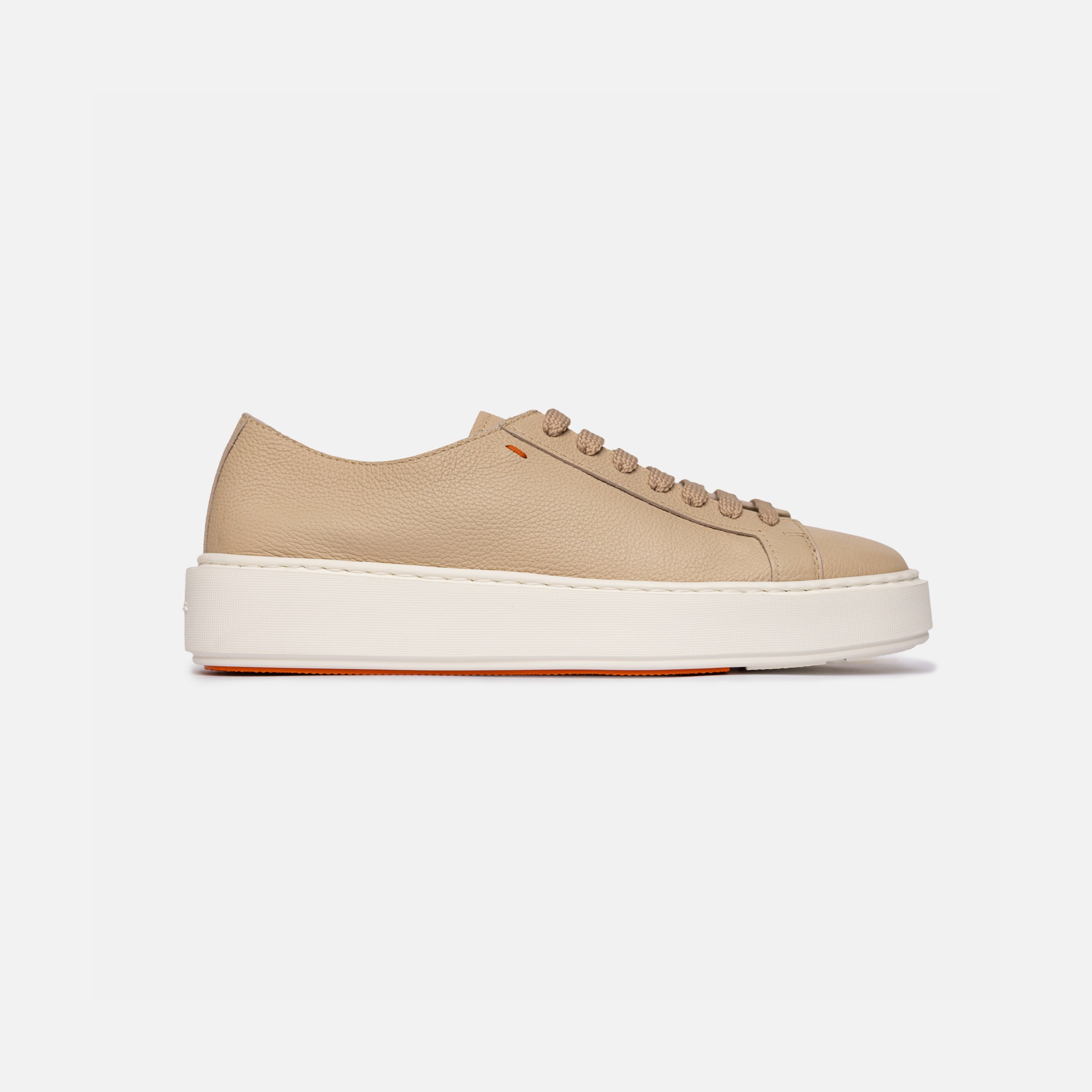 Sneakers bajas piel granulada beige