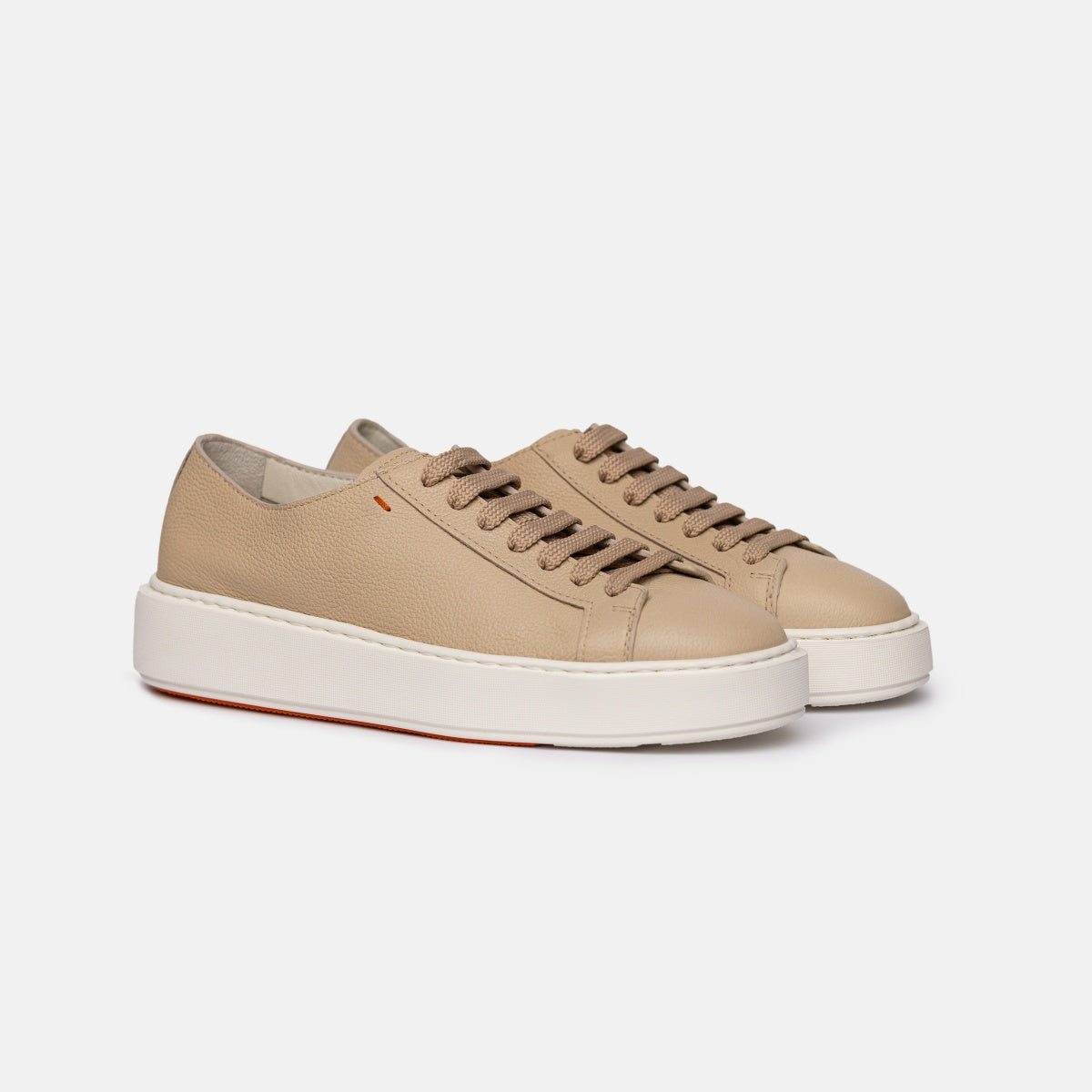 Sneakers bajas piel granulada beige