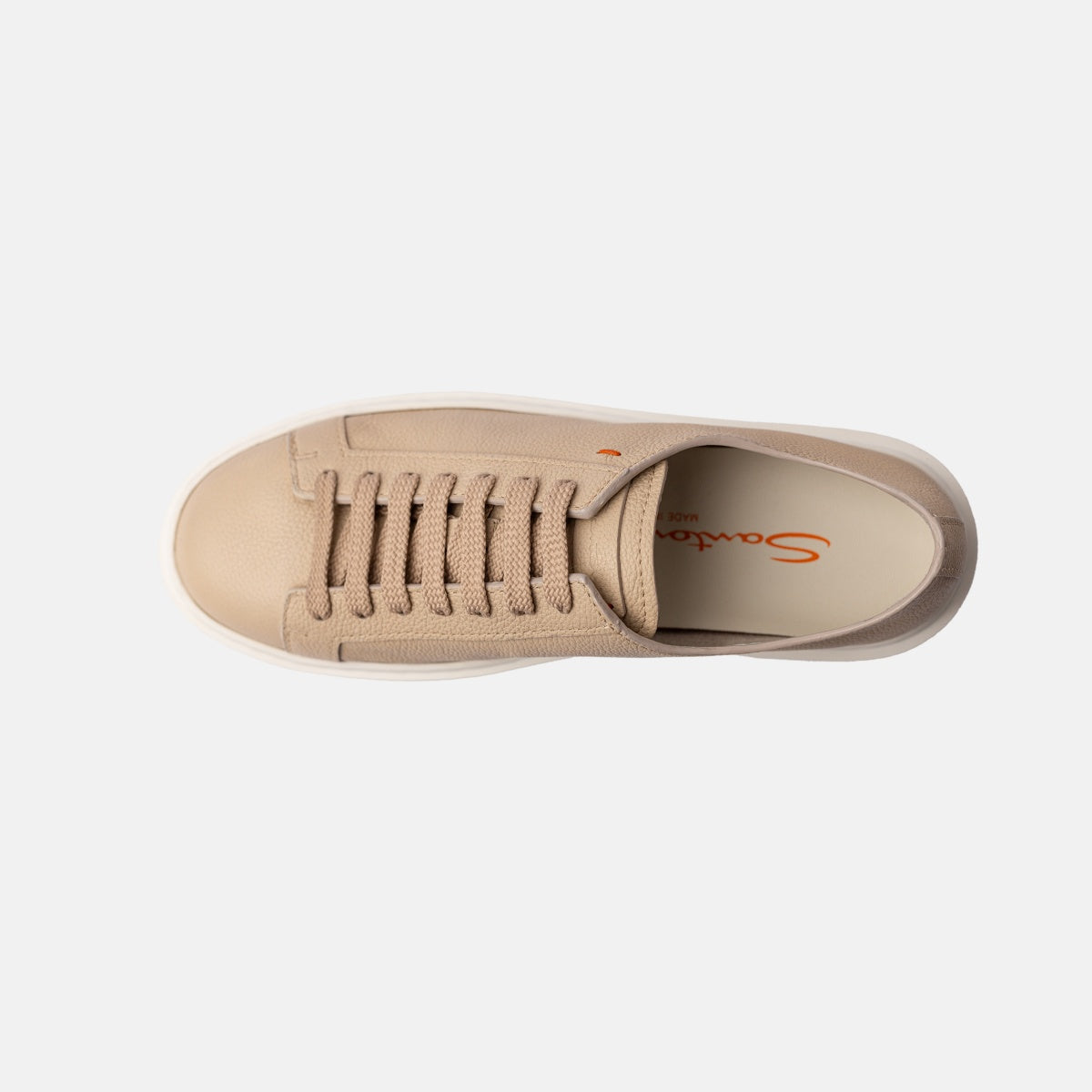 Sneakers bajas piel granulada beige