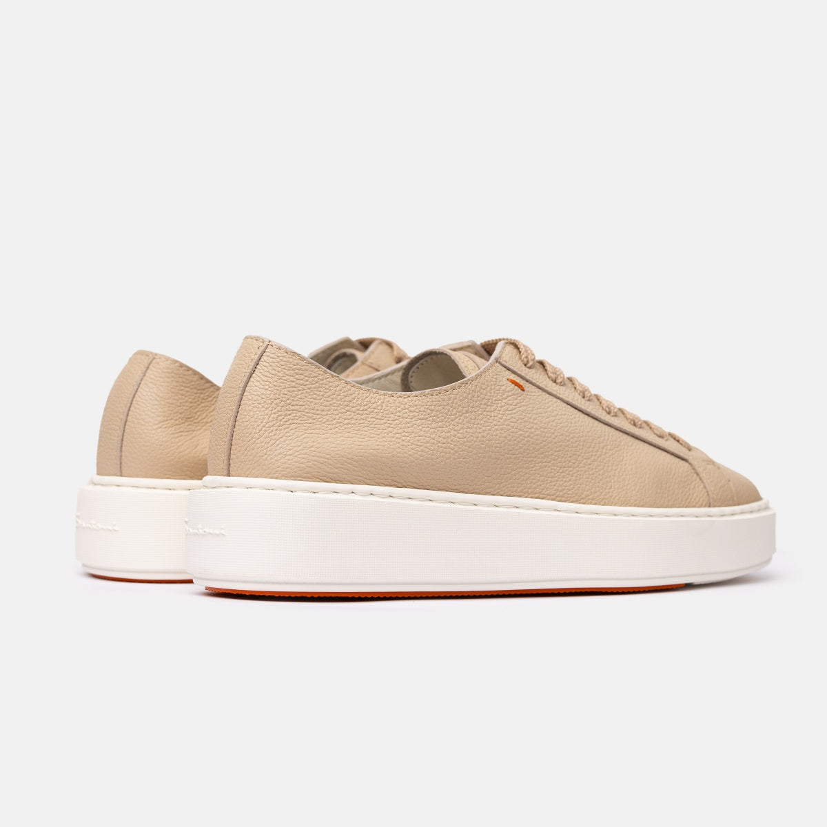 Sneakers bajas piel granulada beige