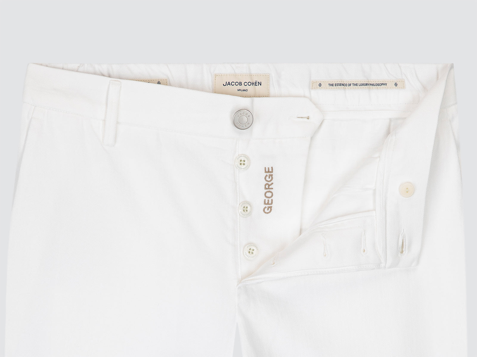George Bermuda van Witte Katoenen Stretchtwill