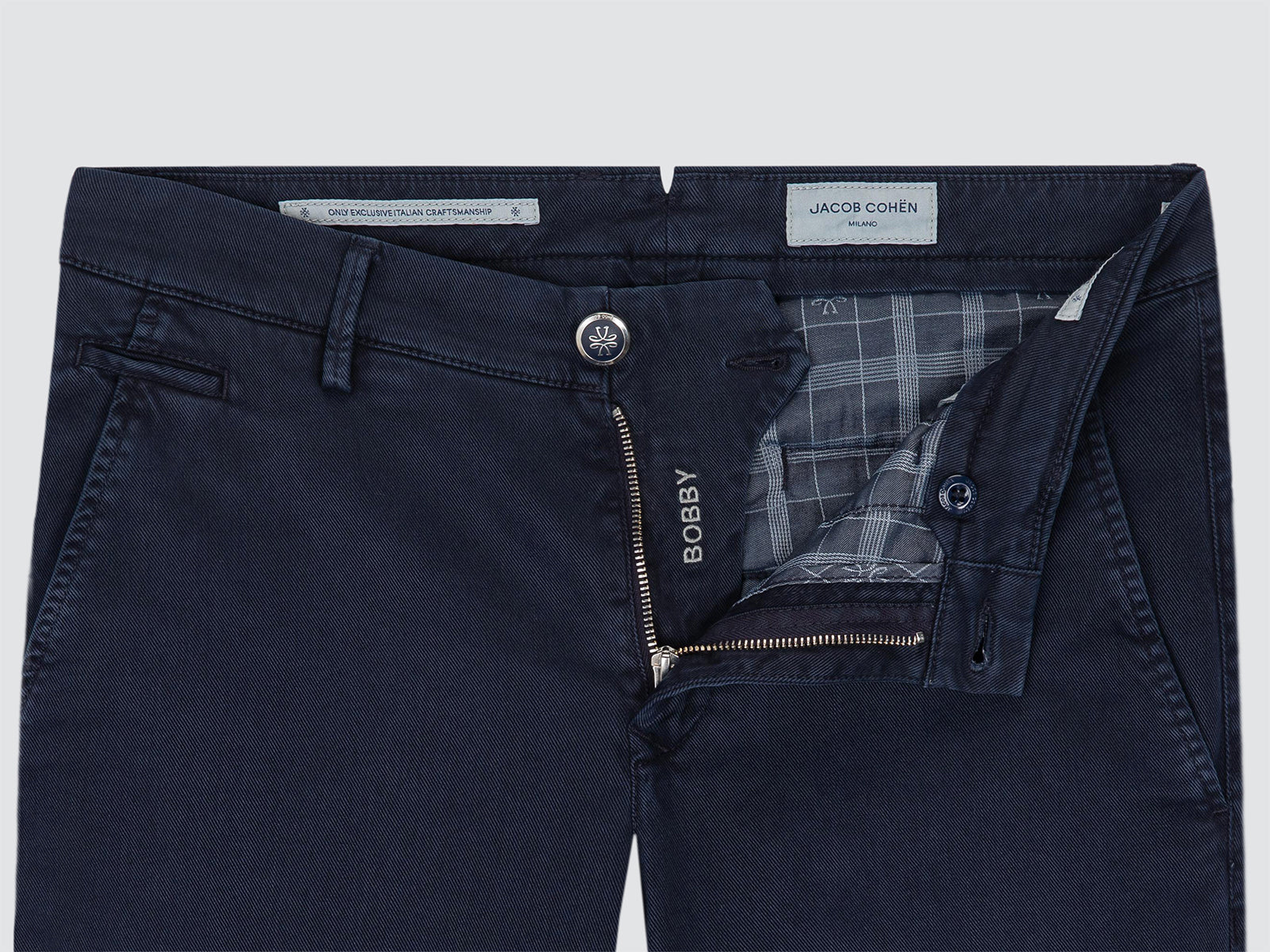Pantalon Bobby en Twill Stretch Coton et Lyocell Bleu Marine