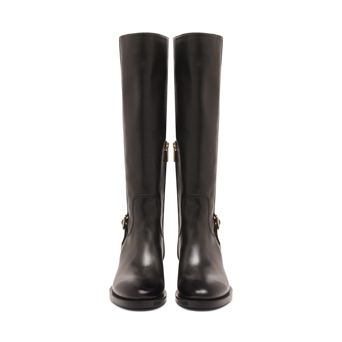 Schwarze hohe Lederstiefel
