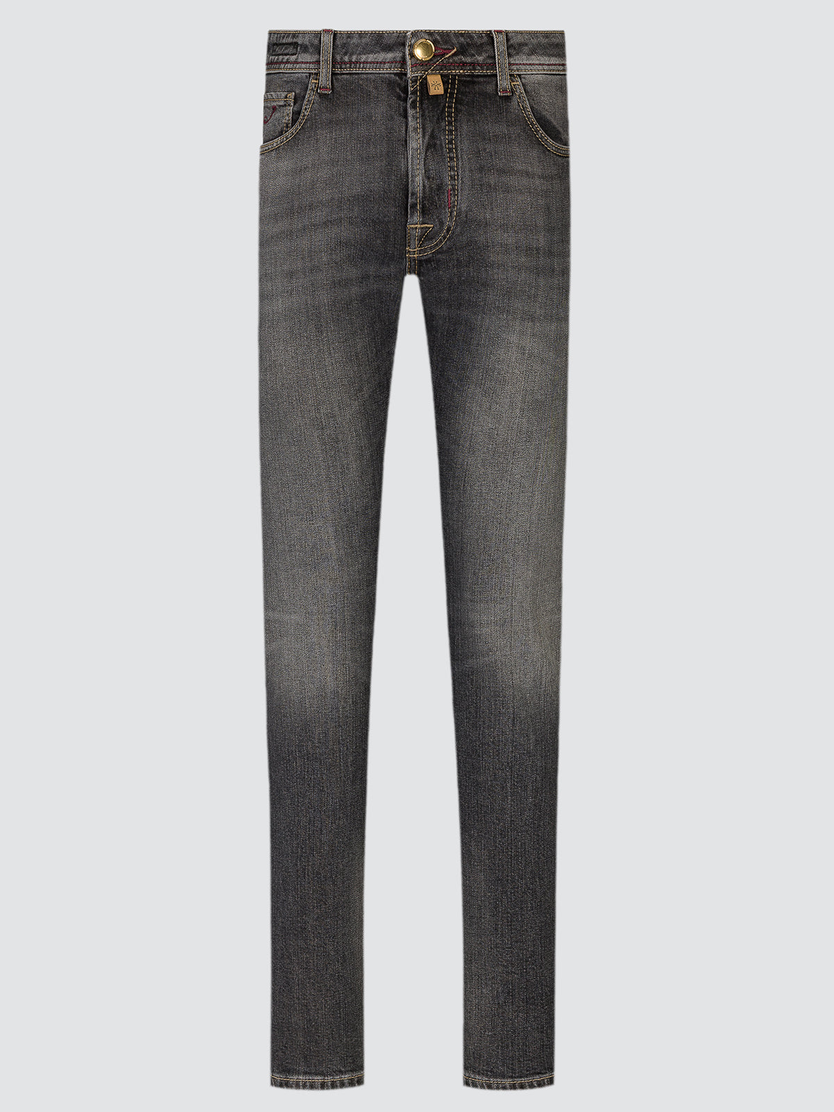 Grey Nick Comfort jeans, front view laid flat
