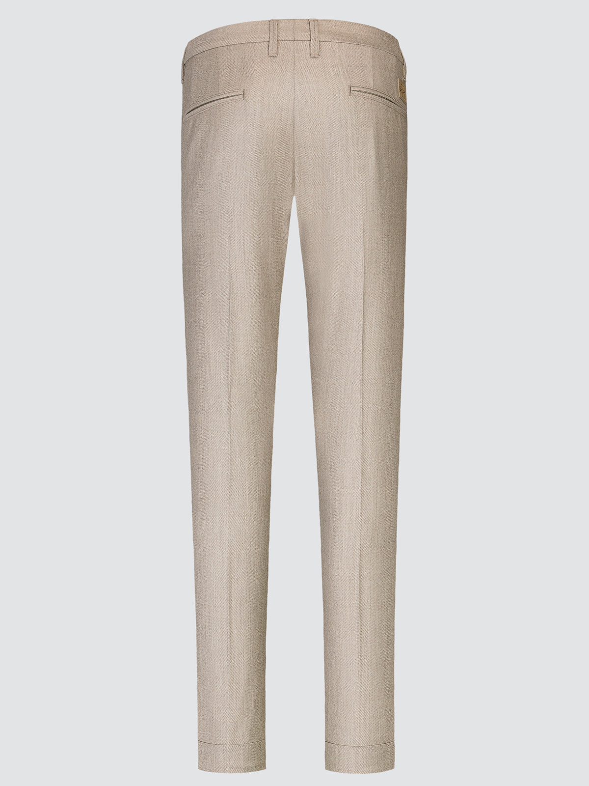Beige Jannik chino trousers in cotton-wool stretch drill, front view laid flat