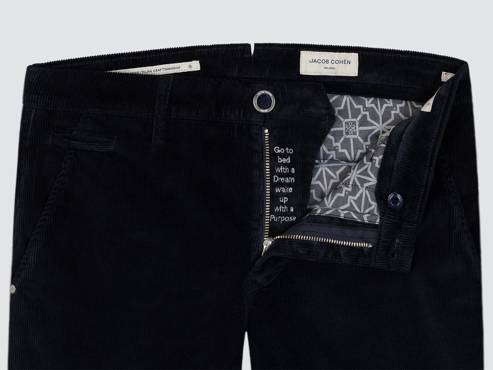 Bobby Slim Chino Pants Navy Blue Stretch Corduroy