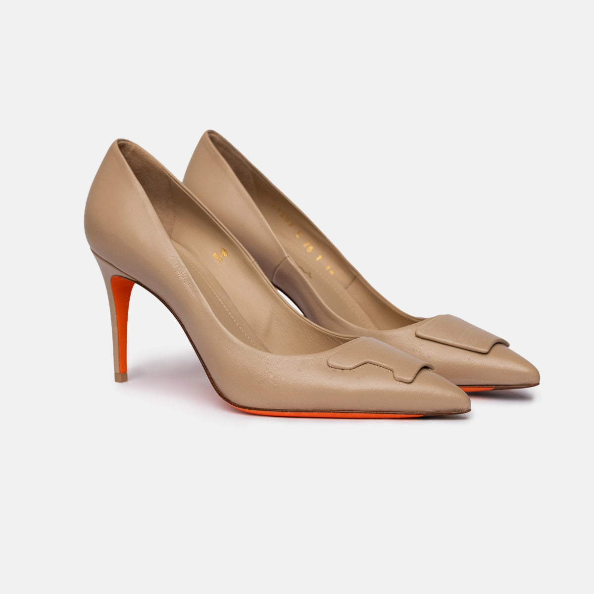 Escarpin talon haut cuir nude Sibille