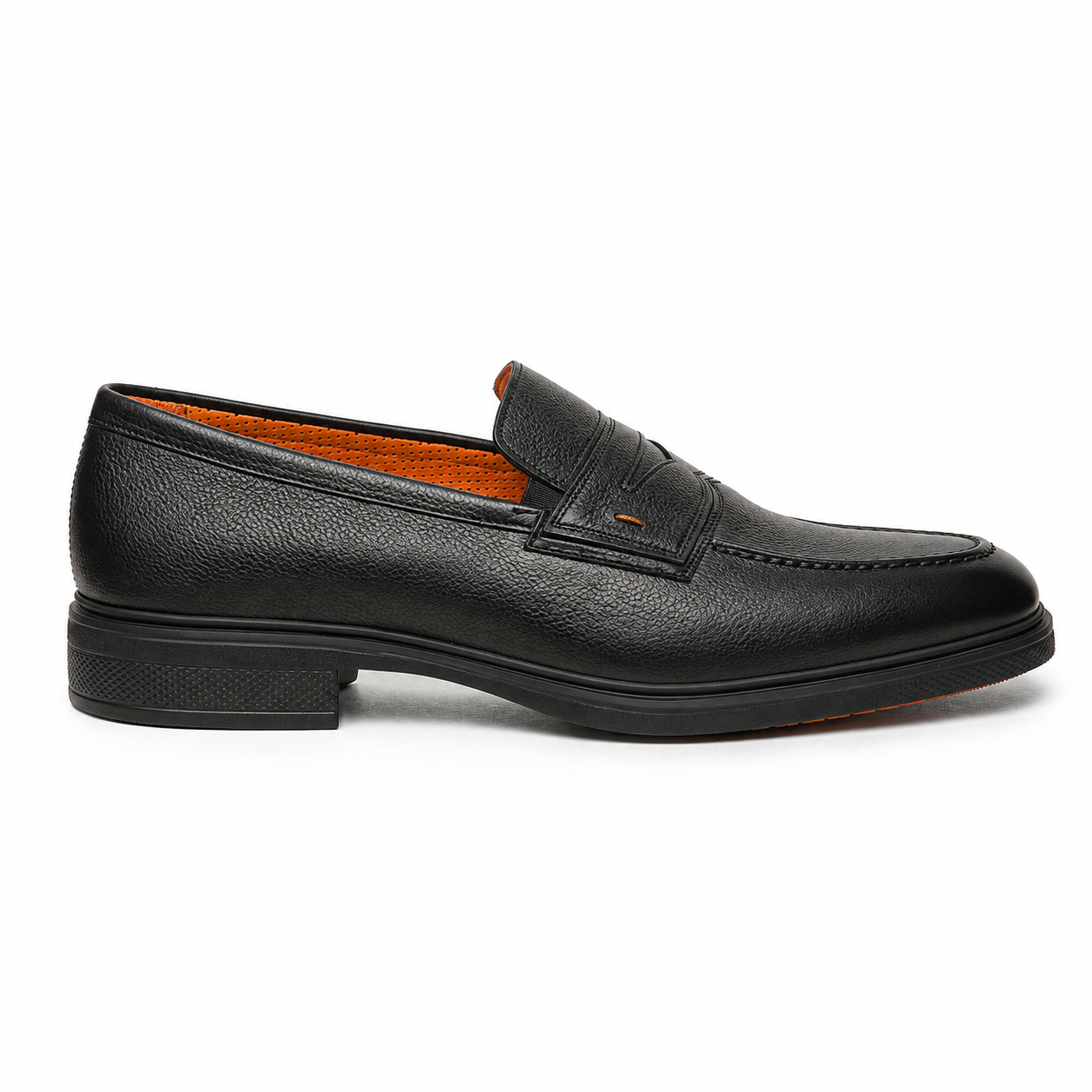 Black Grained Leather Easy Loafer