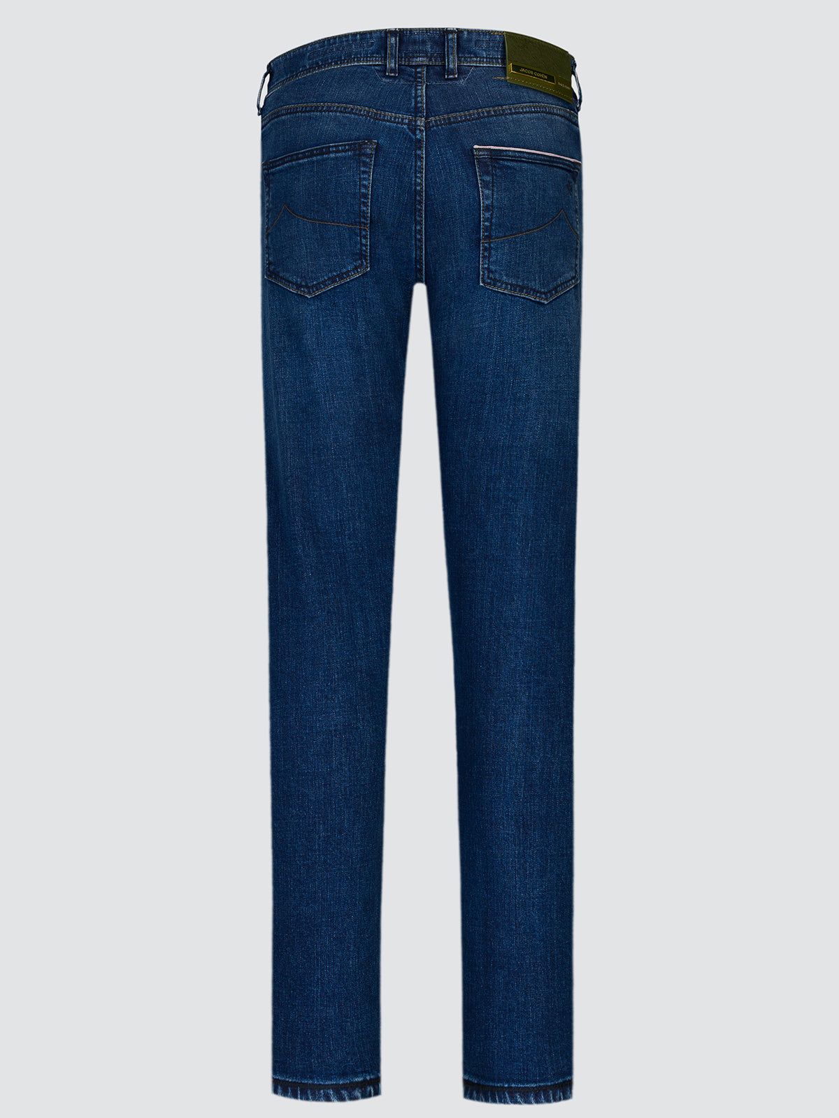 Back view of the blue Edo LTD jeans showing the back pockets and green patch