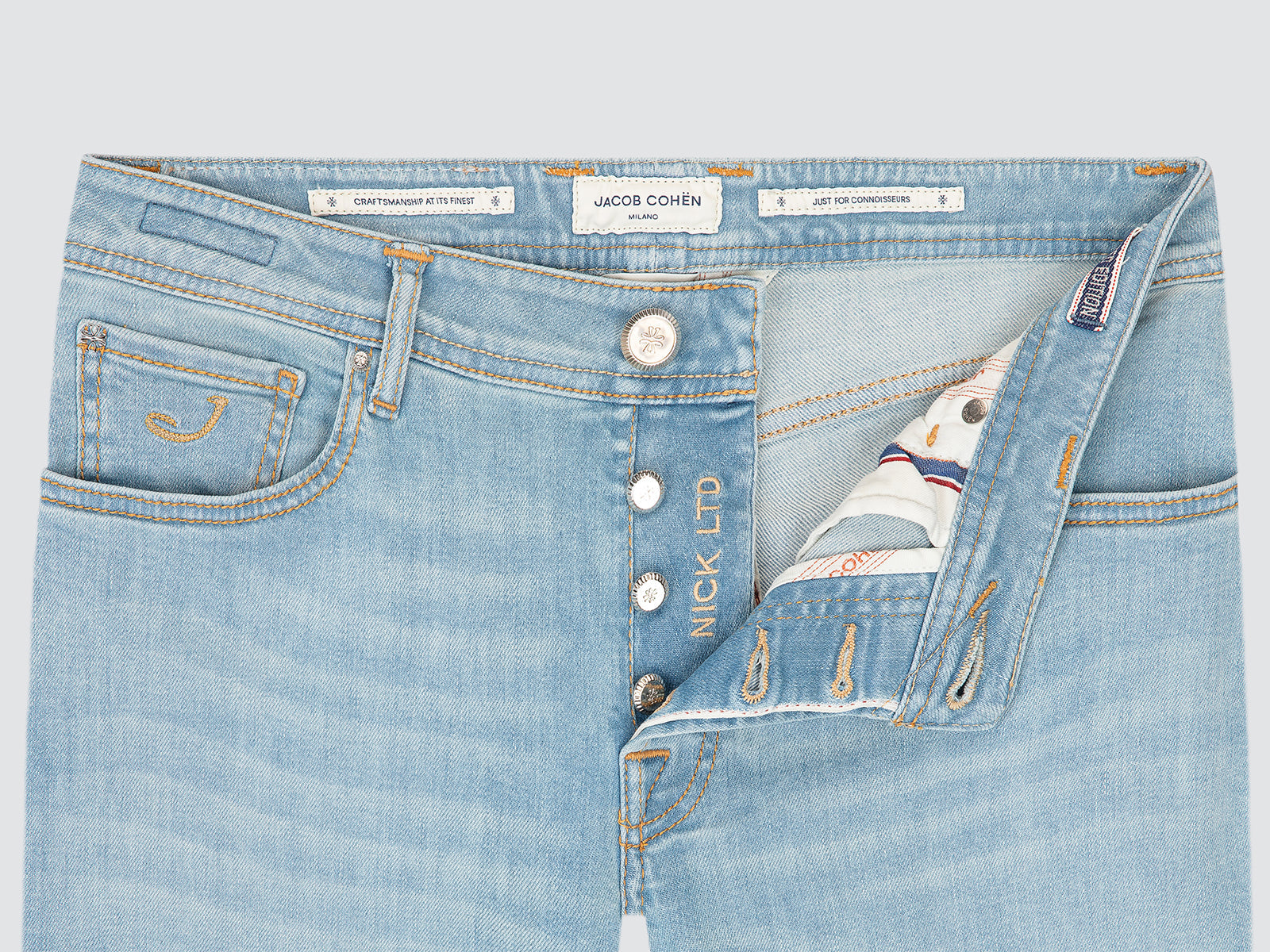 Nick LTD Slim Jeans in Medium Blue Stretch Selvedge Denim
