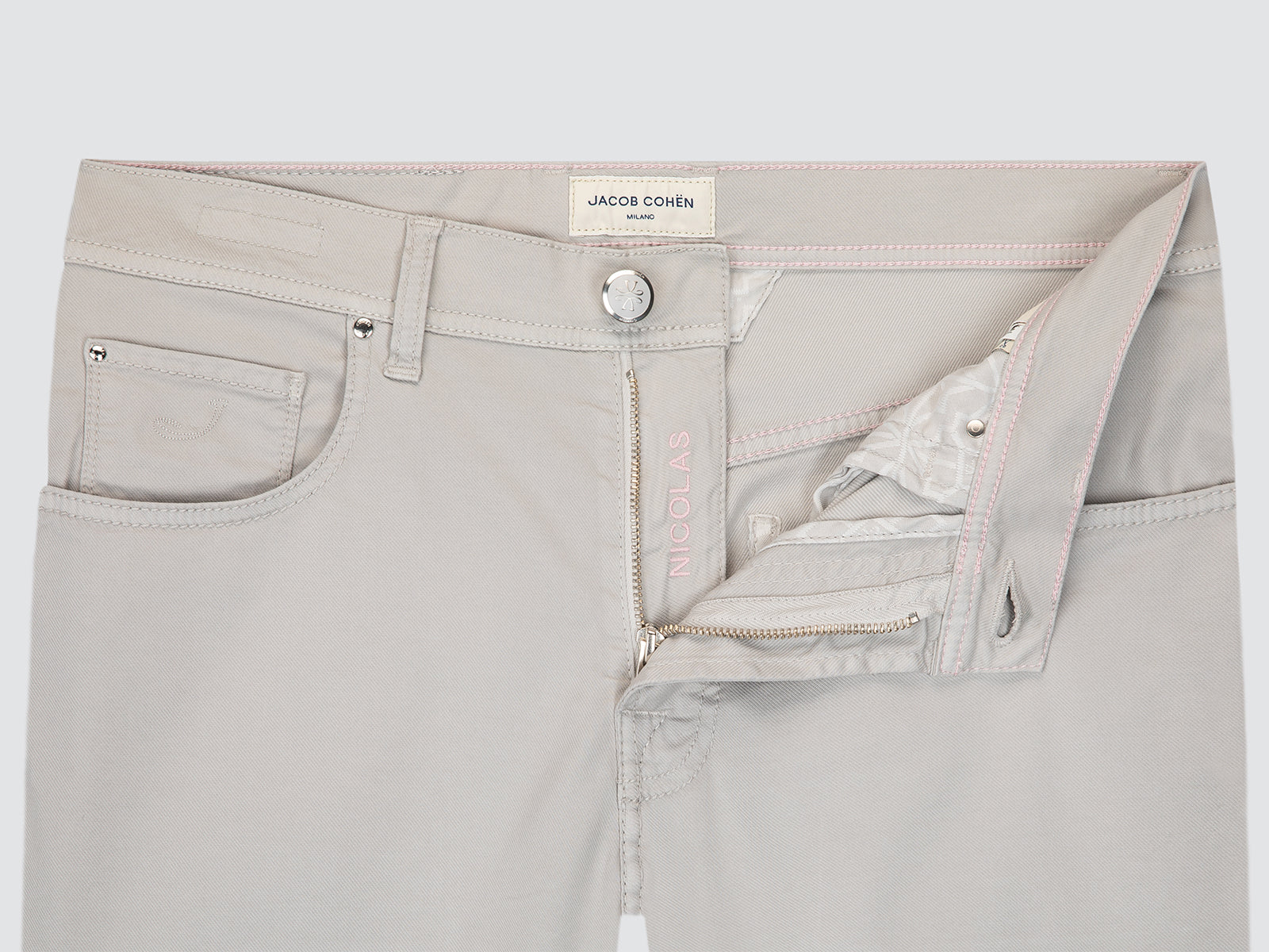 Nicolas Tuscan Dust Grey Short Cotton Lyocell Stretch