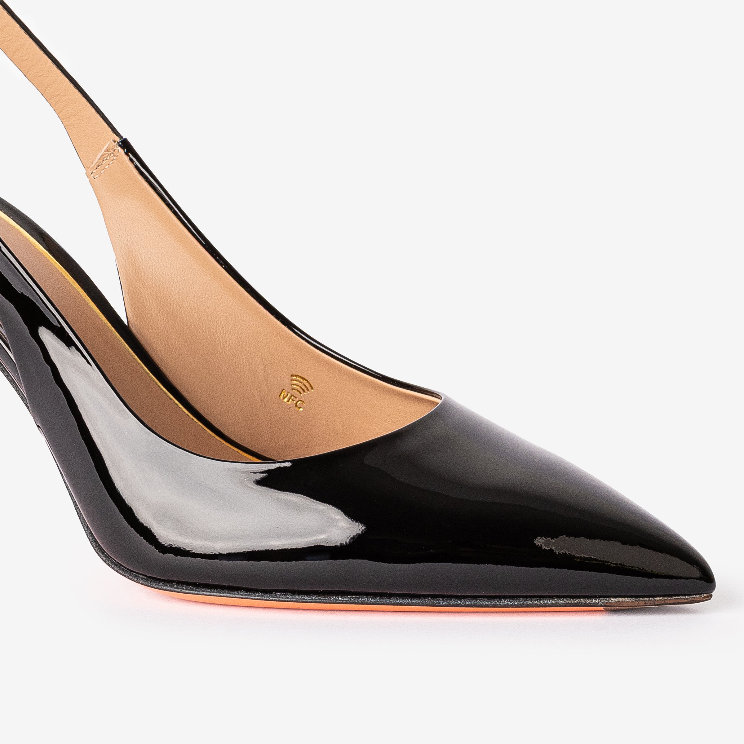 Black Patent Leather High-Heel Slingback