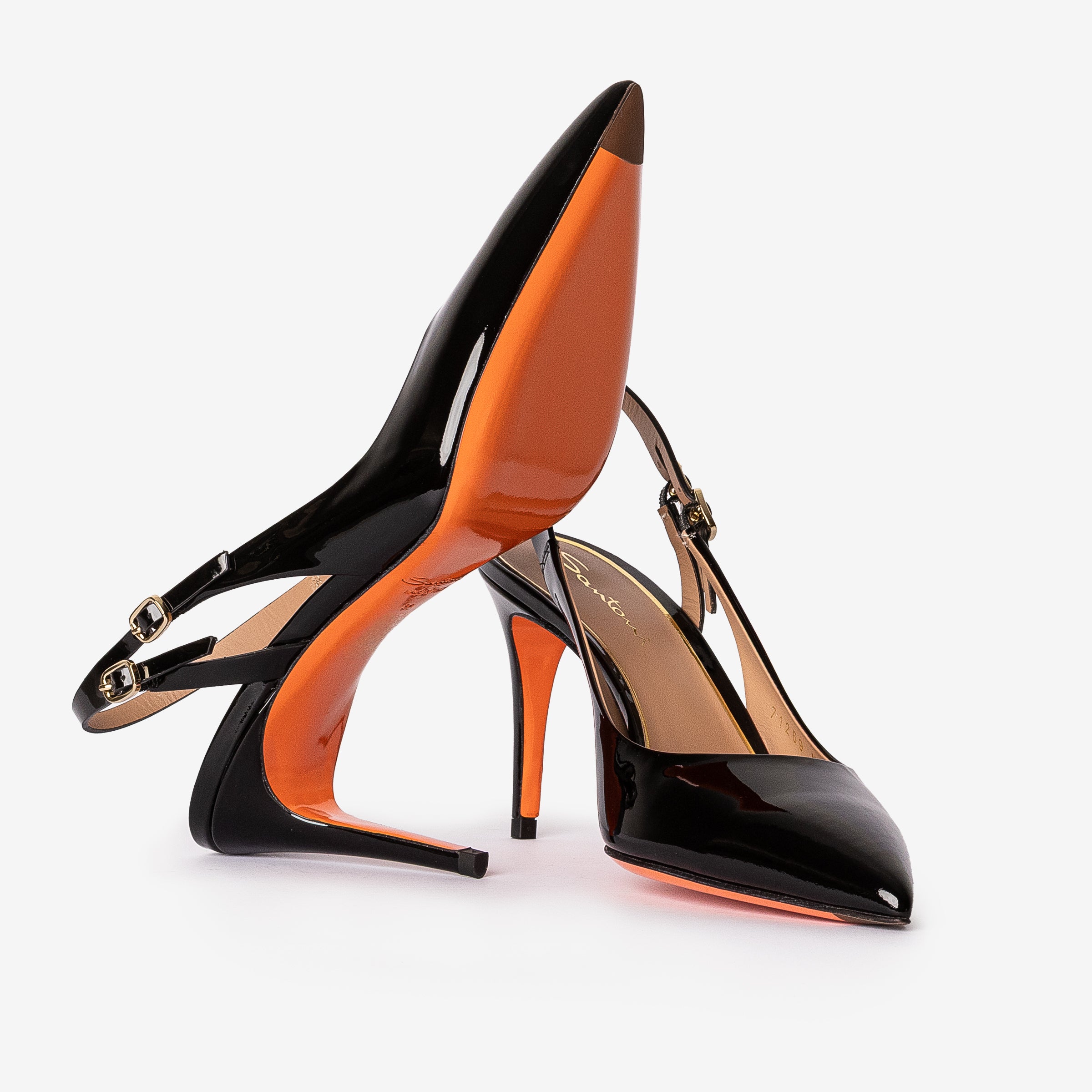 Black Patent Leather High-Heel Slingback