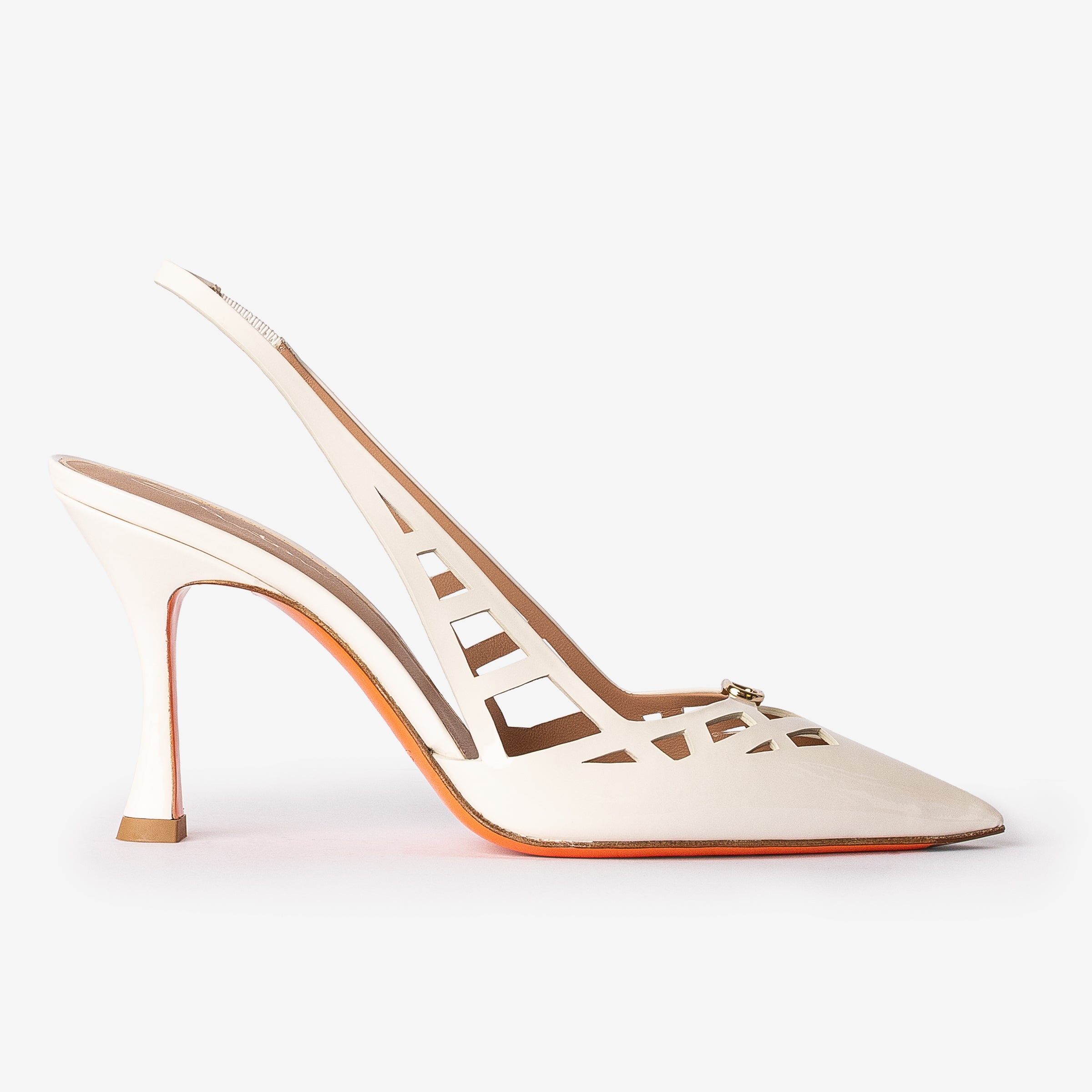 White Patent High-heel Slingback
