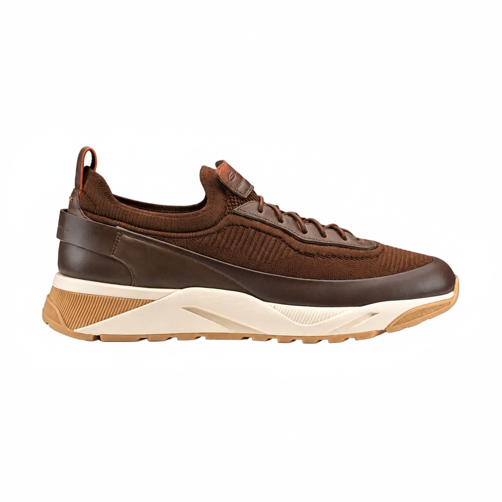Brown Leather Slip-On Sneakers