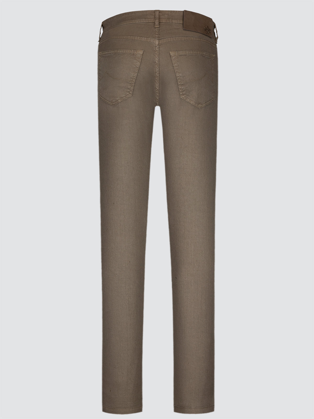 Pantalon Luis 5 Poches en Lin et Coton Stretch Marron Havane