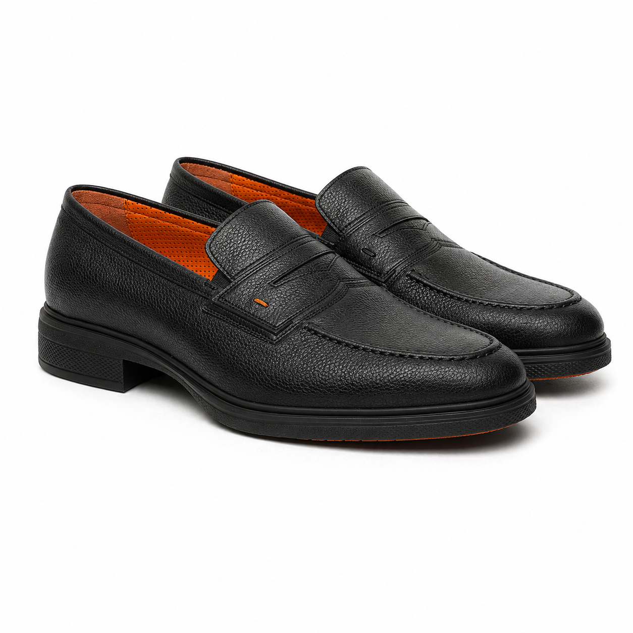 Black Grained Leather Easy Loafer