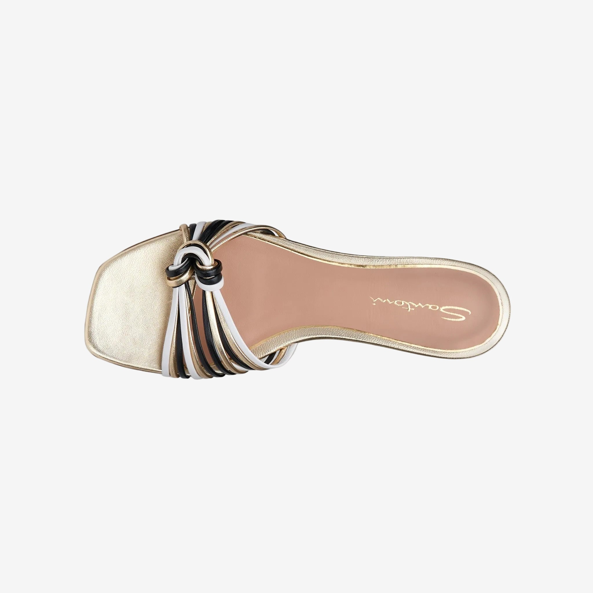 Gold, Black & White Leather sandals