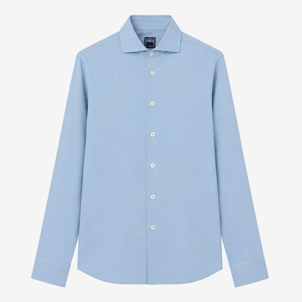 Sean Sky Blue Cotton Voile Shirt