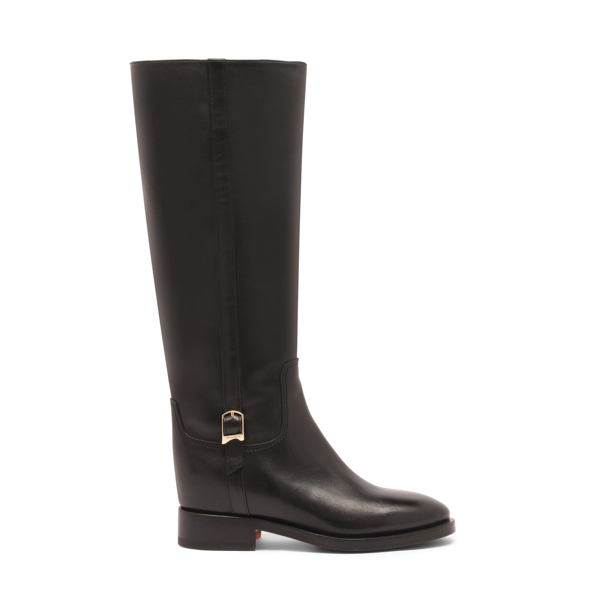 Schwarze hohe Lederstiefel