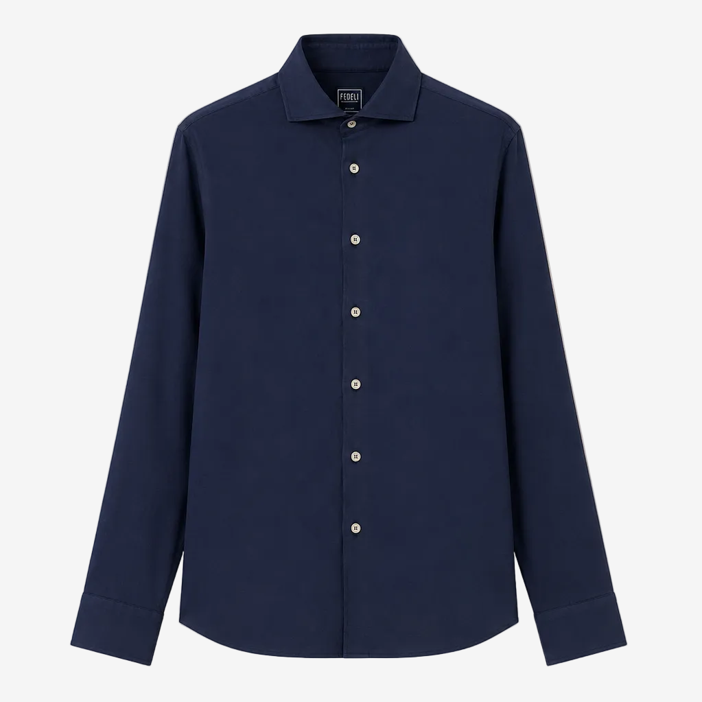 Sean Dark Blue Cotton Voile Shirt