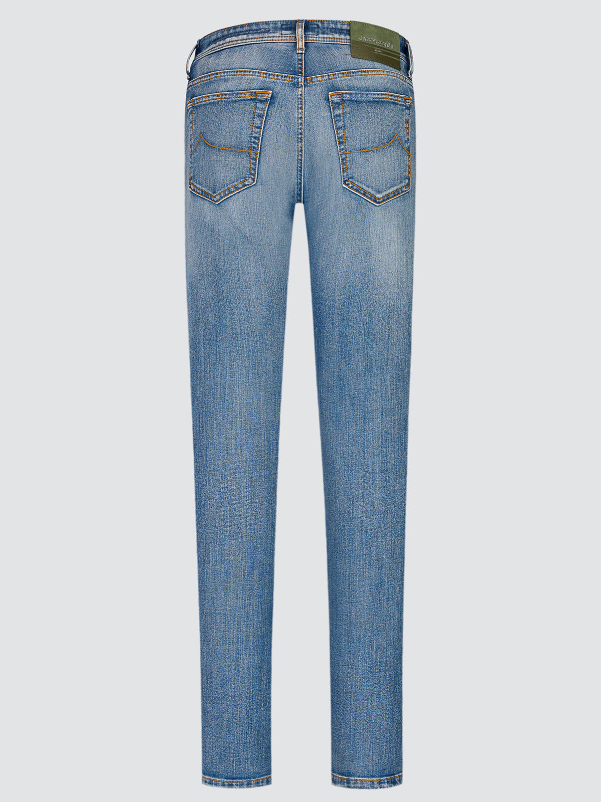 Back view of the light blue Bard Comfort jeans laid flat