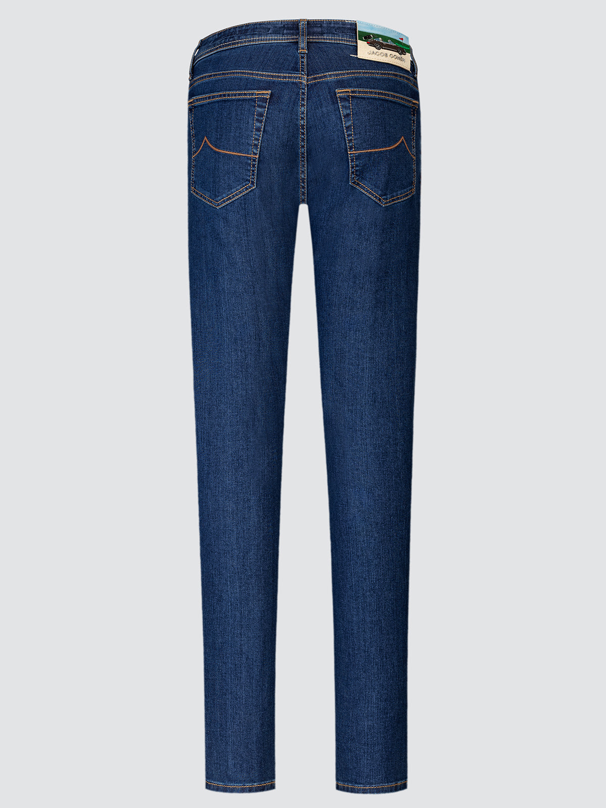 Blue jeans on a light gray background