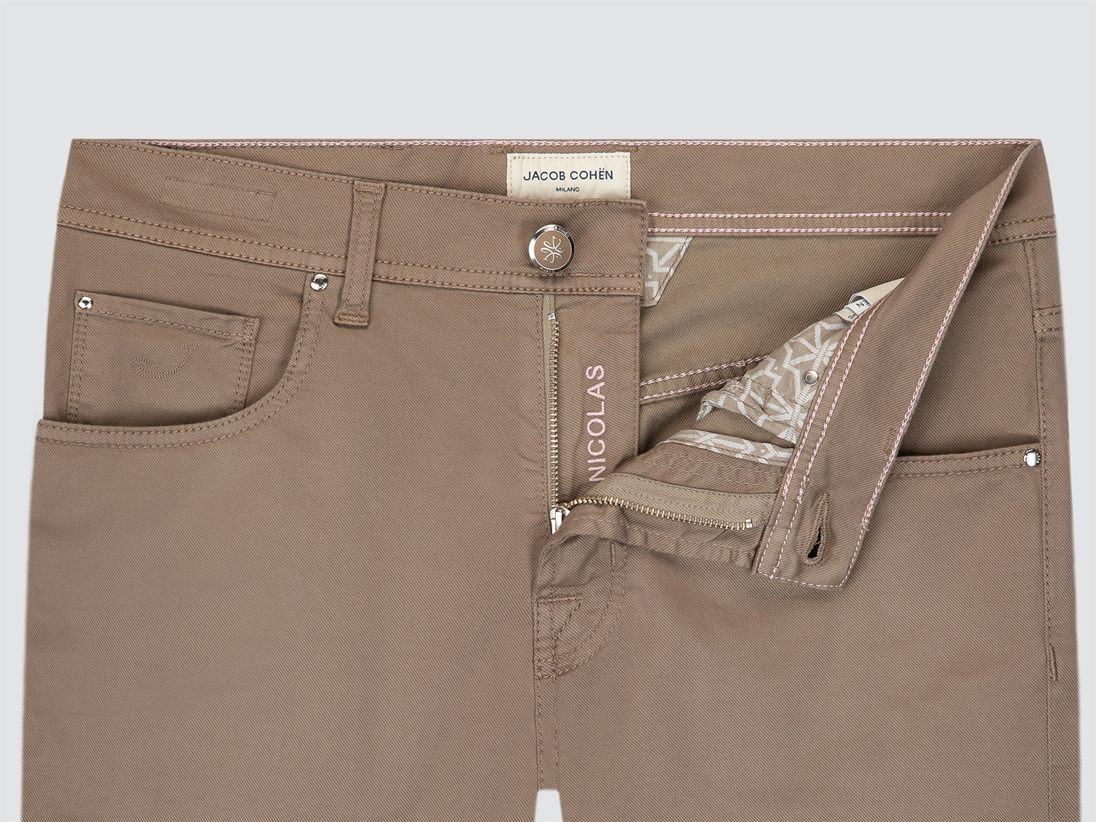 Nicolas Elephant Brown Cotton Lyocell Stretch