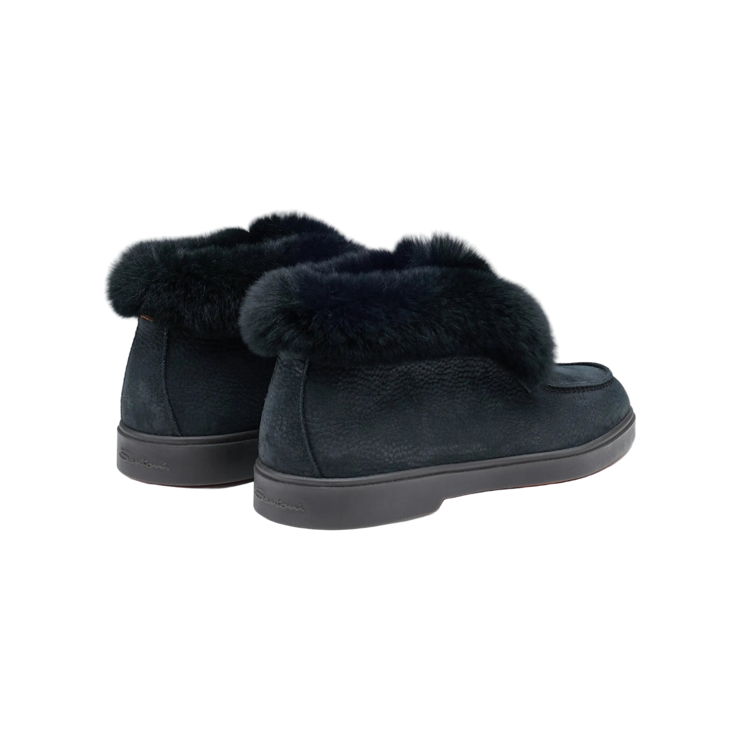 black Suede Desert Boot with Fur