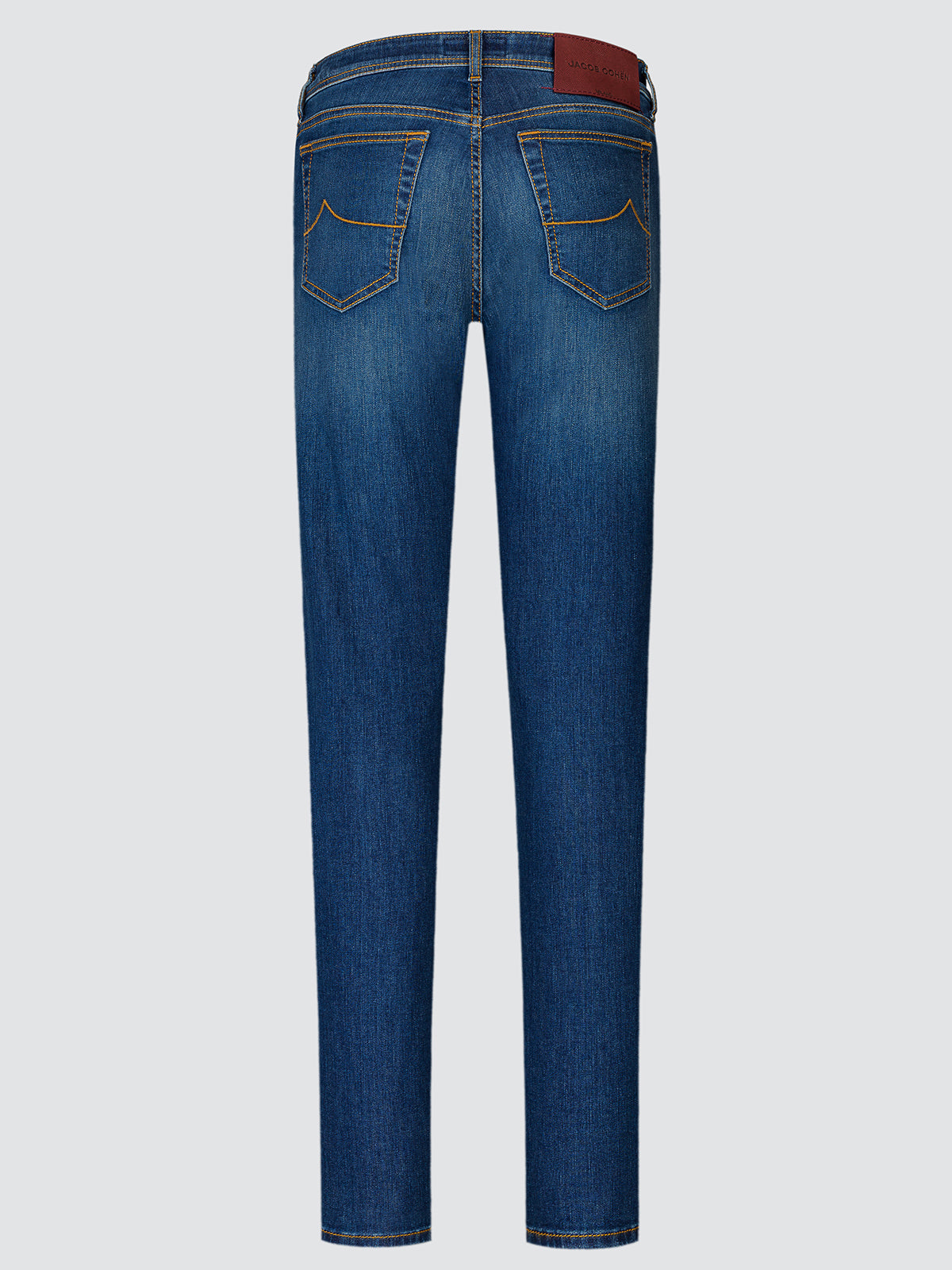 Back view of the Viktor jeans showing the wine red herringbone nubuck patch