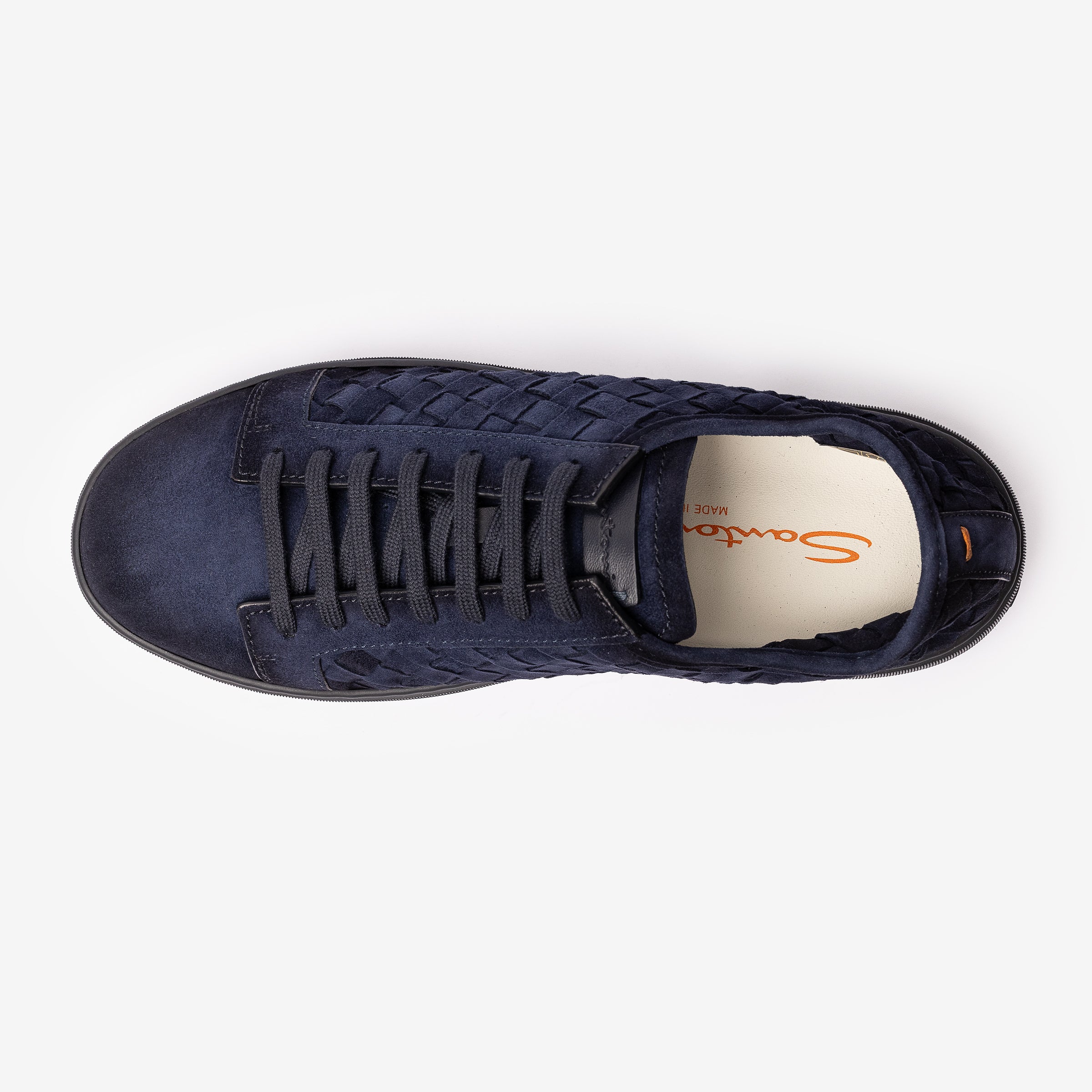 Dark Blue Woven Suede Sneakers