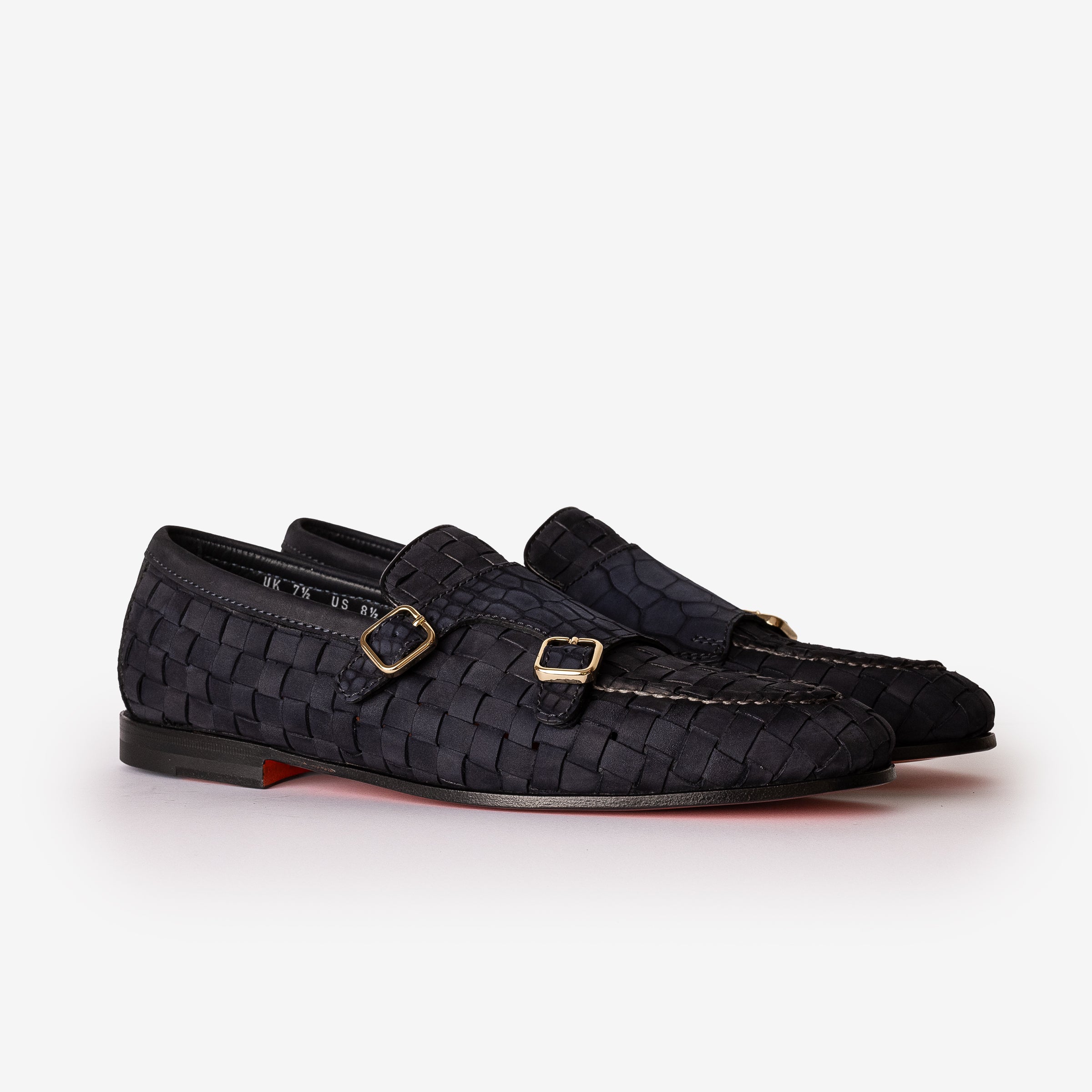 Suede & Alligator Blue Double-Monk Loafer